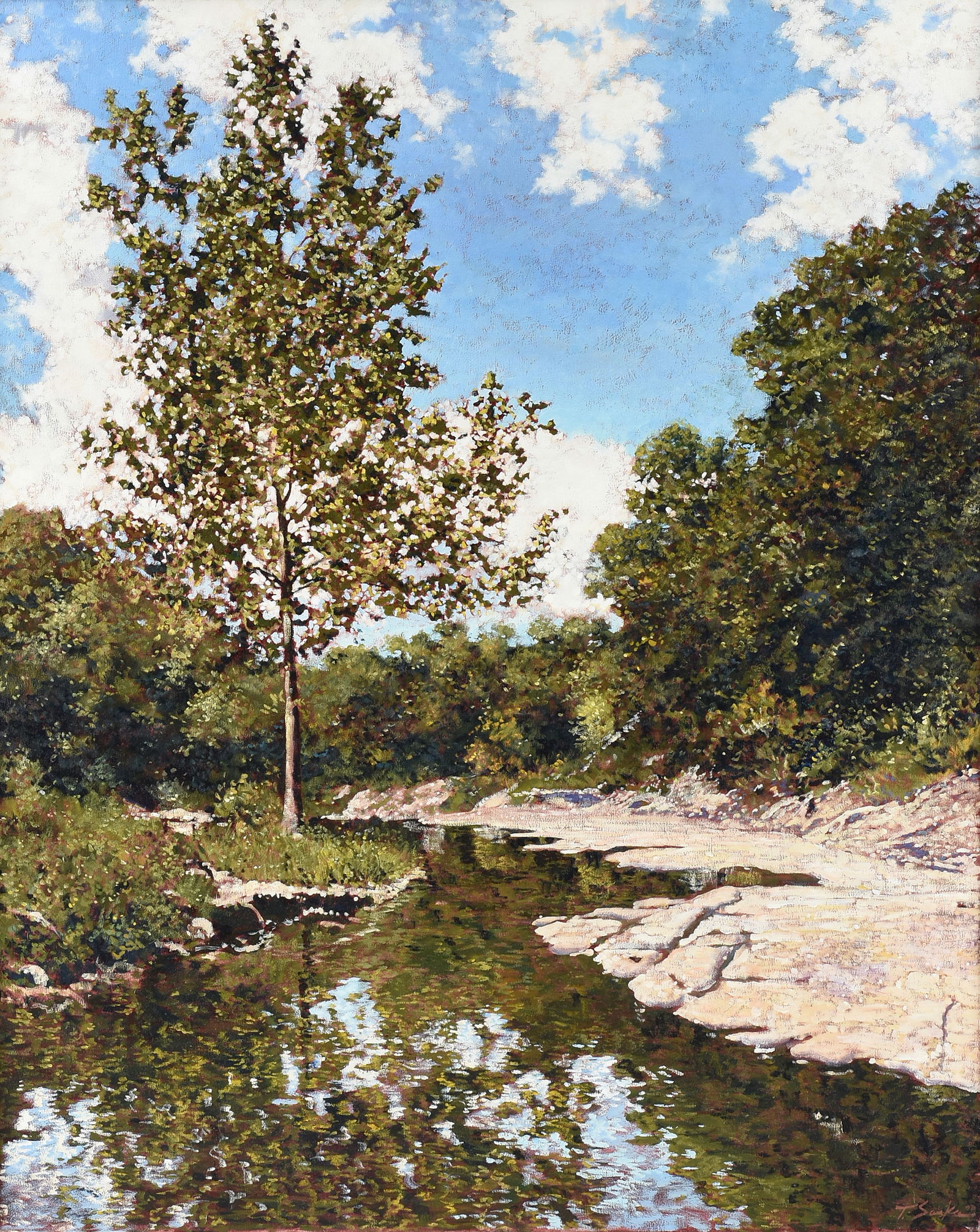 TIM SASKA (American 1935-2006) A PAINTING, "Tree by Stream (Untitled)," 2000 (1 of 14)