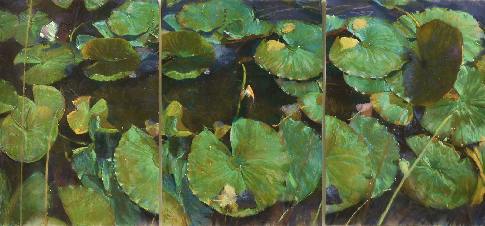 KITTY WALLIS (American b. 1938) A DRAWING, "Waterlillies I Triptych," 20TH CENTURY (1 of 13)