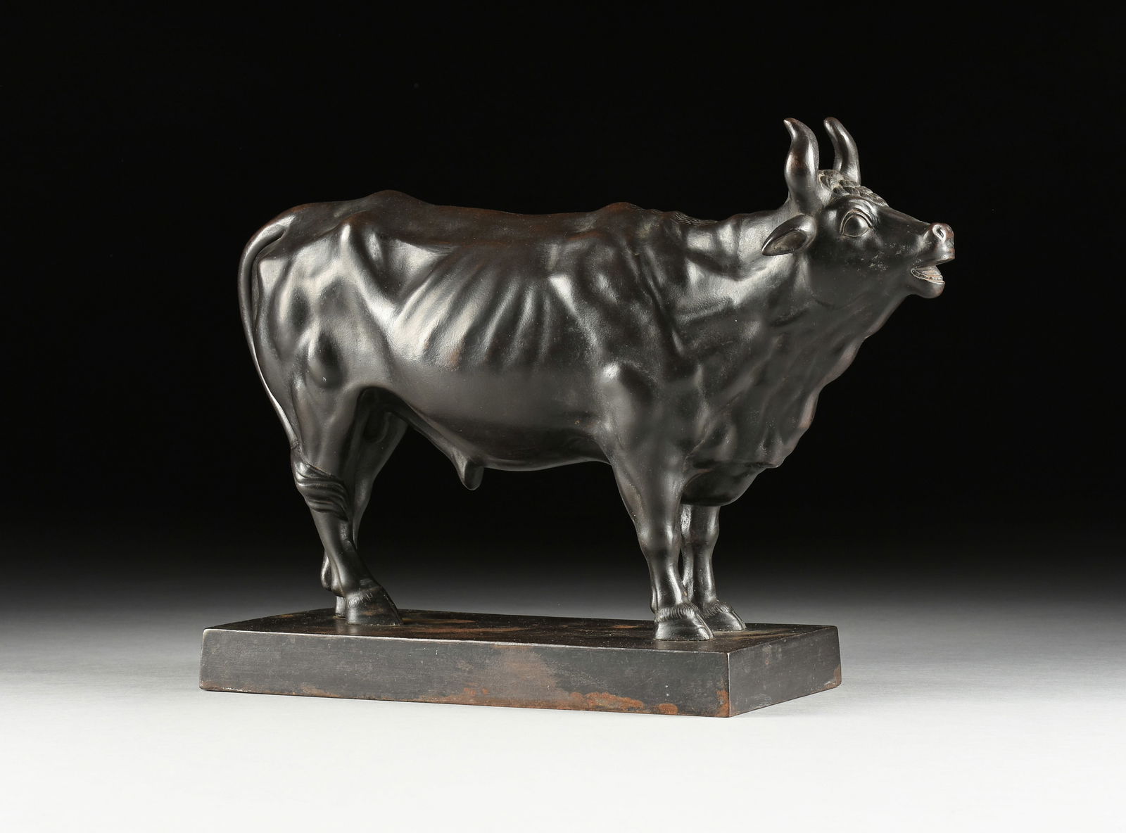 Russian School 19th/20th Century, A CAST IRON BULL, "Bovine Companion," SIGNED, LATE 19TH CENTURY, (1 of 9)