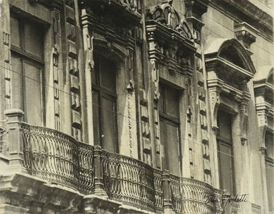 TINA MODOTTI (Italian 1896-1942) A PHOTOGRAPH, "Architectural Detail, Mexico City," CIRCA 1925: TINA MODOTTI (Italian 1896-1942) A PHOTOGRAPH, "Architectural Detail, Mexico City," CIRCA 1925, black and white photograph, signed in ink L/R, "Tina Modotti," backing stamped, "PHOTOGRAPHS - TINA MODO