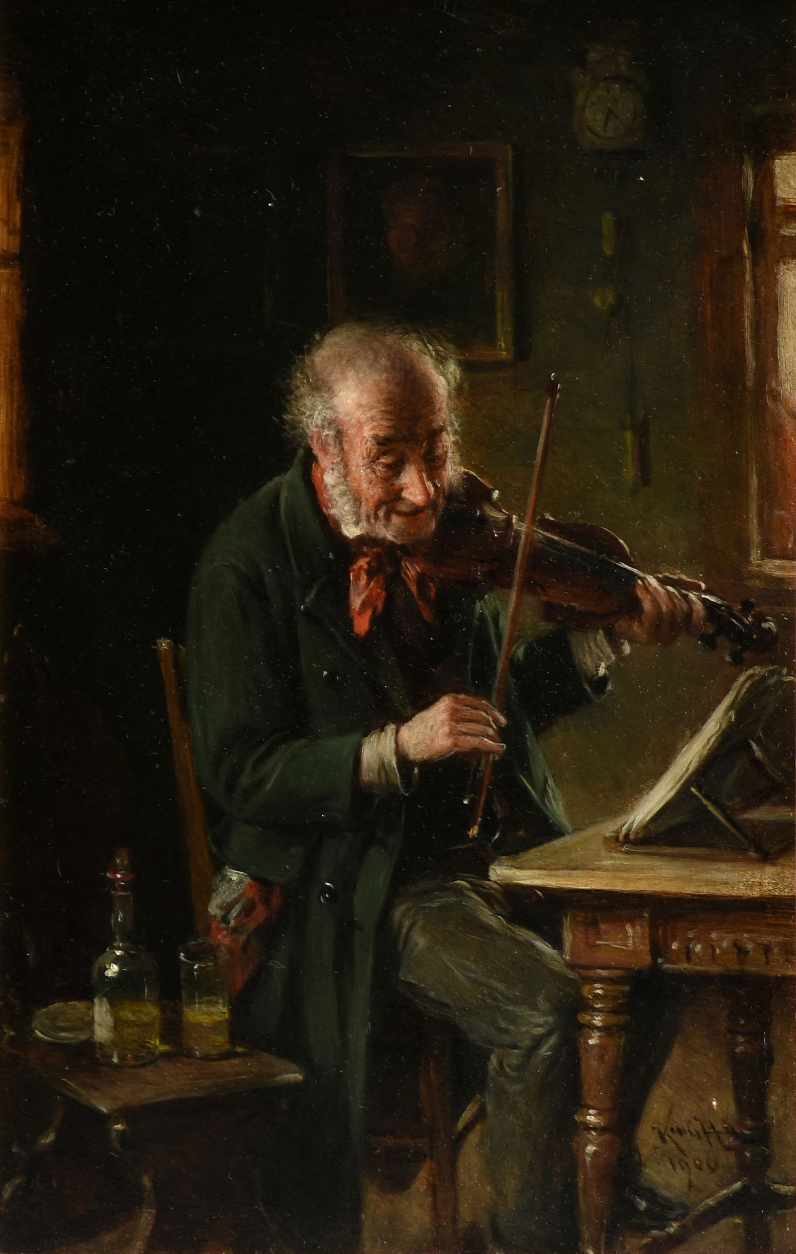 HERMANN (ARMIN) KERN (Austro-Hungarian 1838-1912) A PAINTING, "The Old Violinist," 1906 (1 of 12)