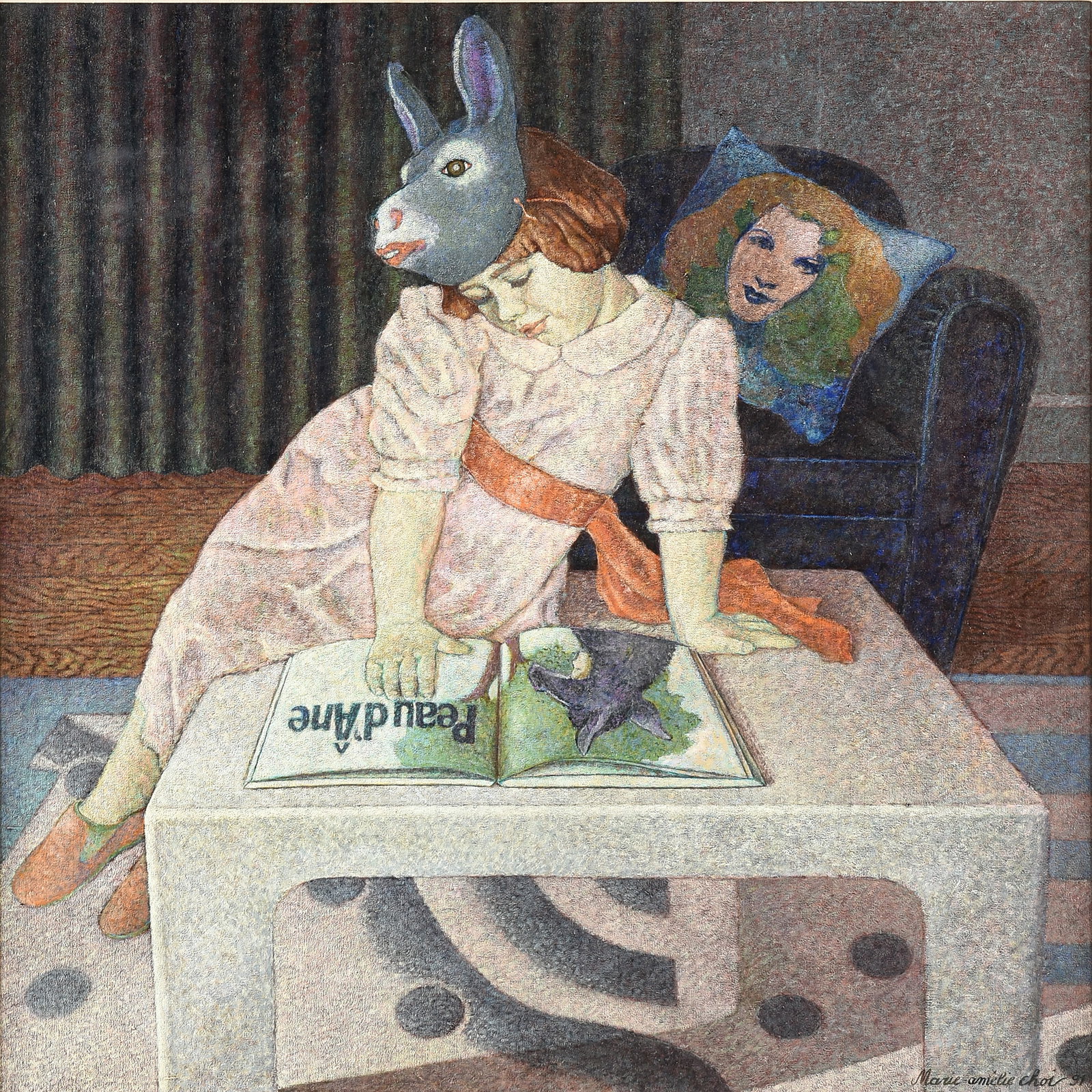 MARIE-AMÉLIE CHOI (South Korean b. 1945) A PAINTING, "Peau d'Âne," 1991: MARIE-AMÉLIE CHOI (South Korean b. 1945) A PAINTING, "Peau d'Âne," 1991, oil on canvas, signed and dated L/R, "Marie-Amélie Choi '91," also signed on the reverse, "Marie-Amélie Cho