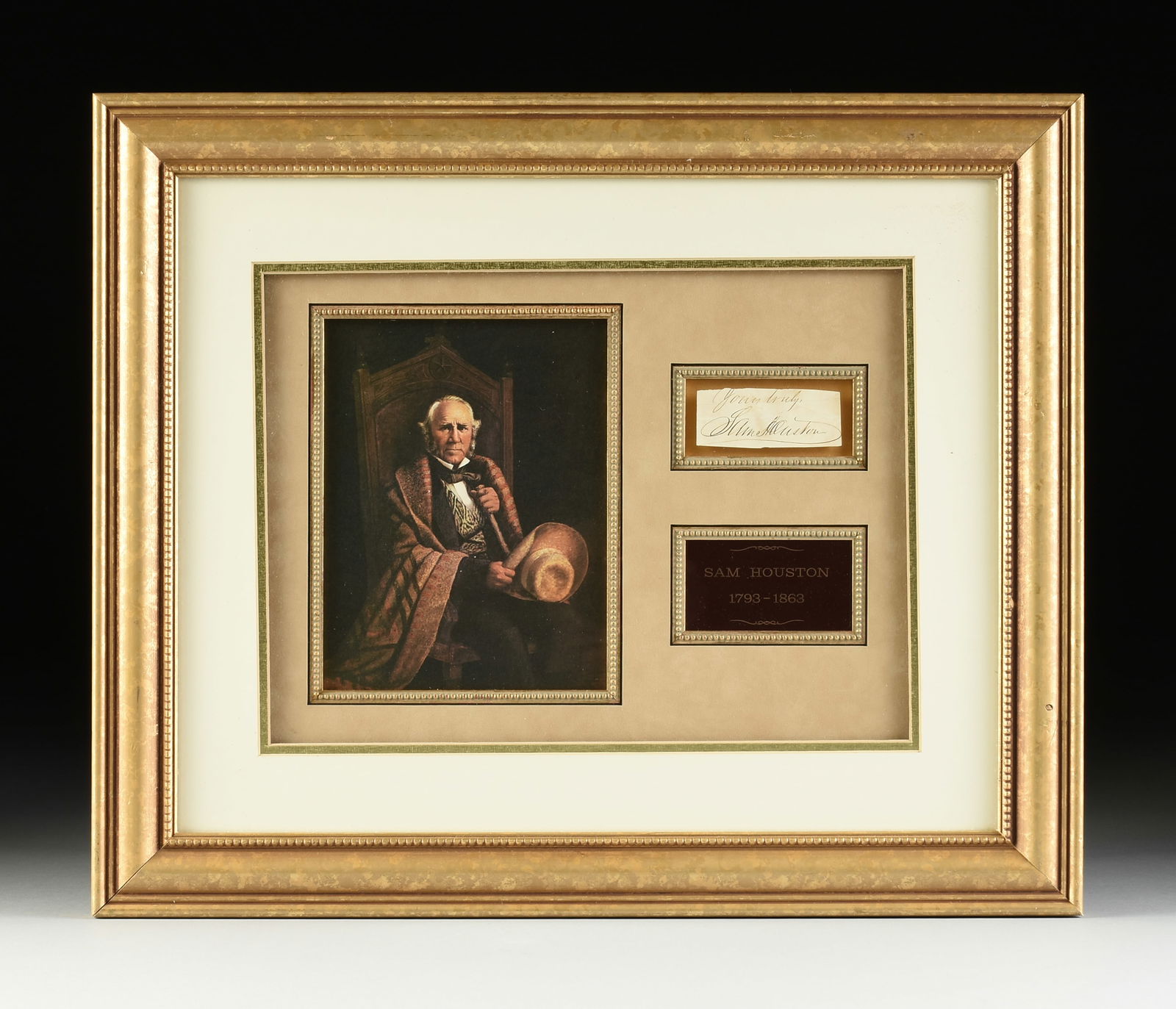 A SAM HOUSTON MANUSCRIPT AUTOGRAPH AND A PORTRAIT AS GOVERNOR OF TEXAS, 1830s-1860s, (1 of 6)