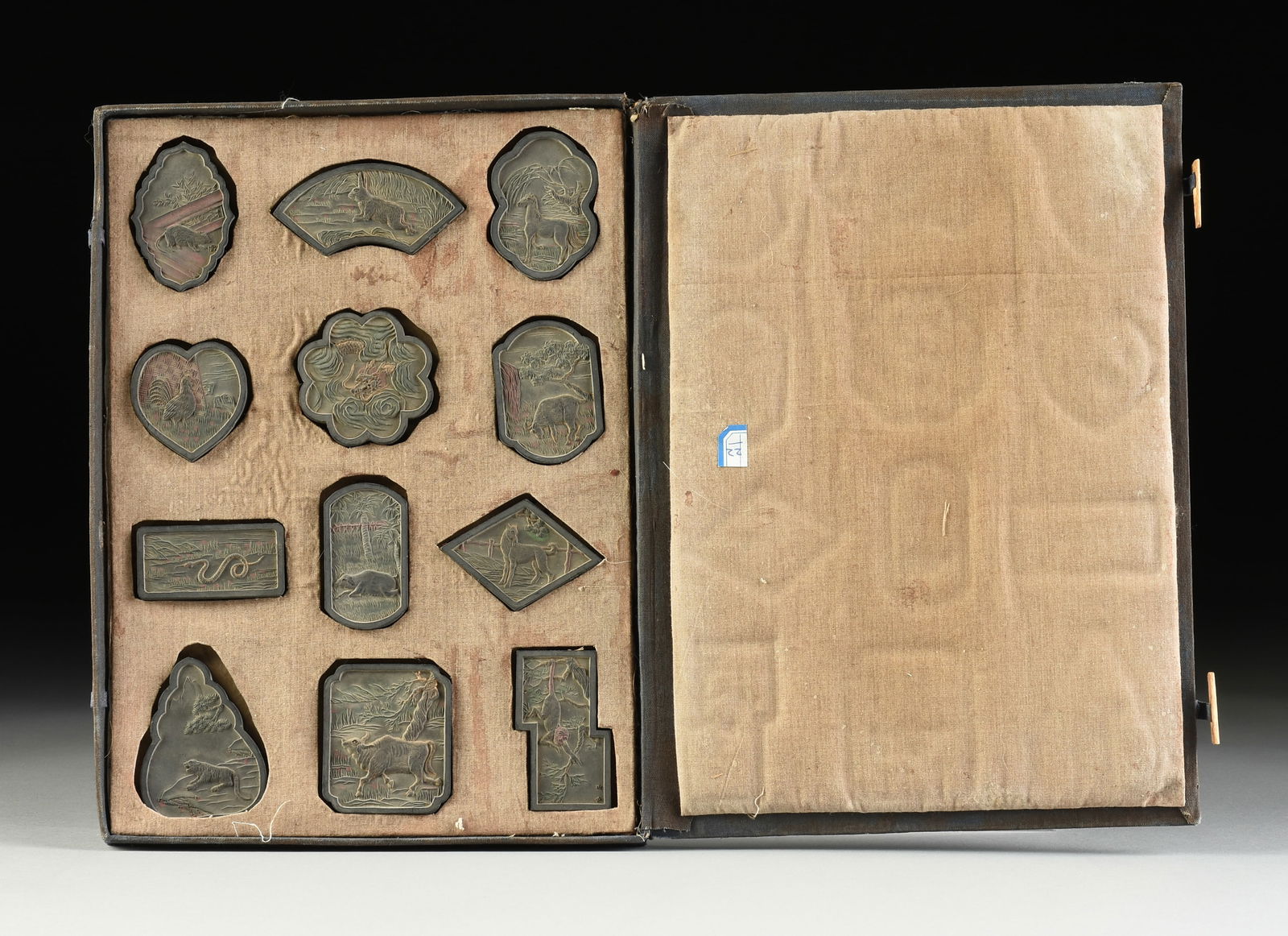 A SET OF TWELVE CHINESE INK CAKES, ZODIAC ANIMALS, POSSIBLY REPUBLIC OF CHINA (1912-1949), EARLY (1 of 20)
