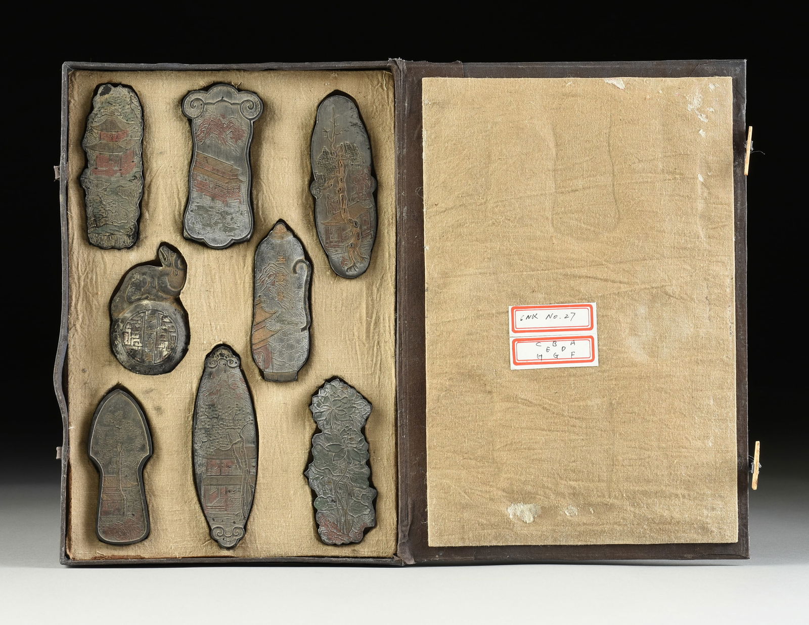 EIGHT CHINESE INK CAKES, ATTRIBUTED TO THE QING DYNASTY (1644-1912), NAME OF JIAQING (1796-1820), (1 of 20)