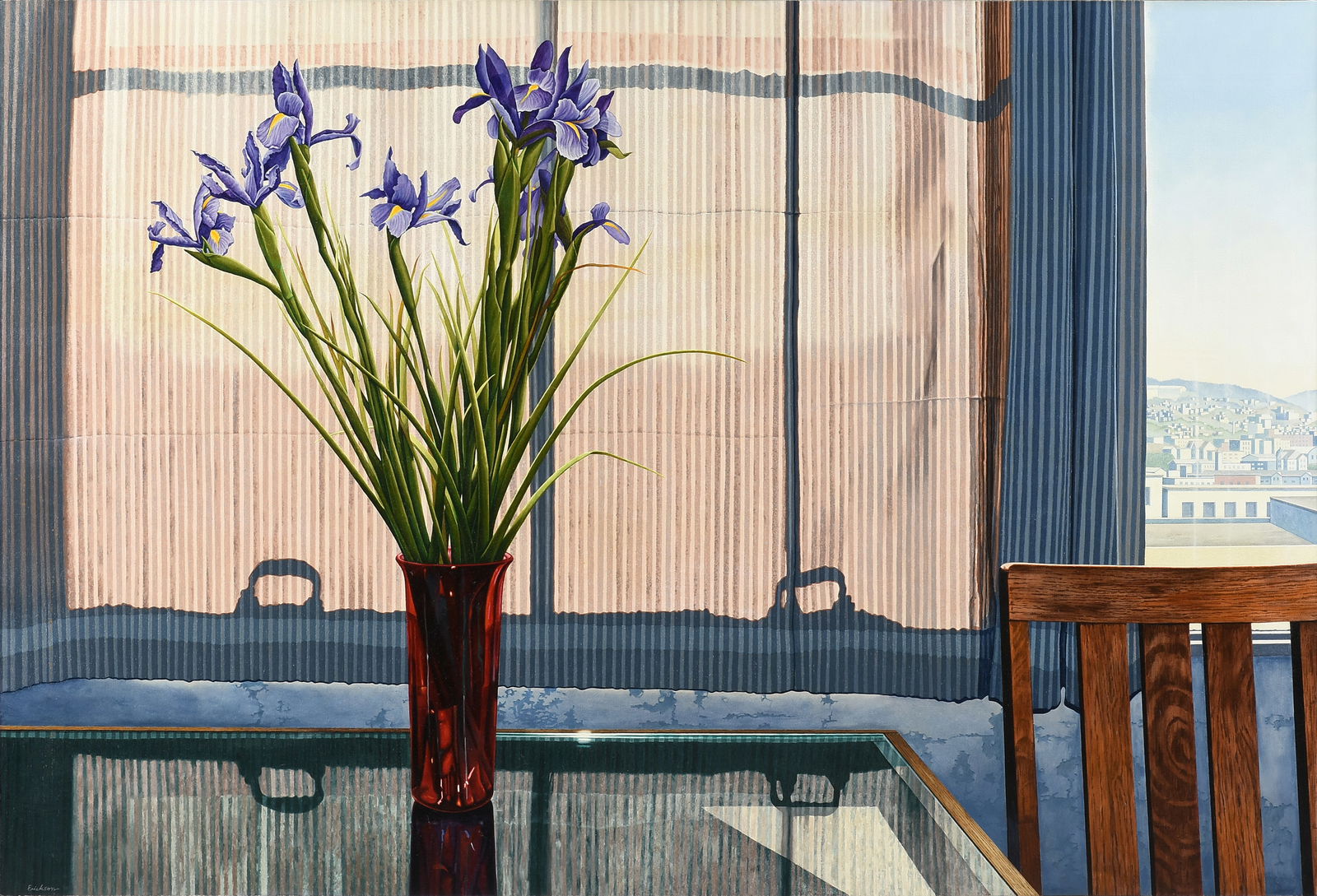 E. DALE ERICKSON (American b. 1942) A PAINTING, "Irises," 1990, (1 of 17)