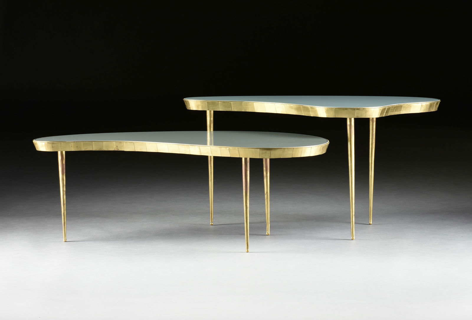 TWO MID CENTURY MODERN STYLE GLASS AND BRASS COCKTAIL TABLES, ITALIAN, MID 20TH CENTURY, (1 of 9)