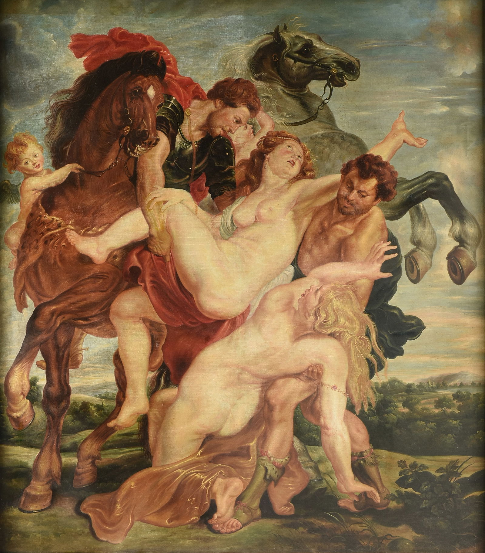 after PETER PAUL RUBENS (Flemish 1577-1640) A PAINTING, "The Rape of the Daughters of Leucippus," (1 of 19)