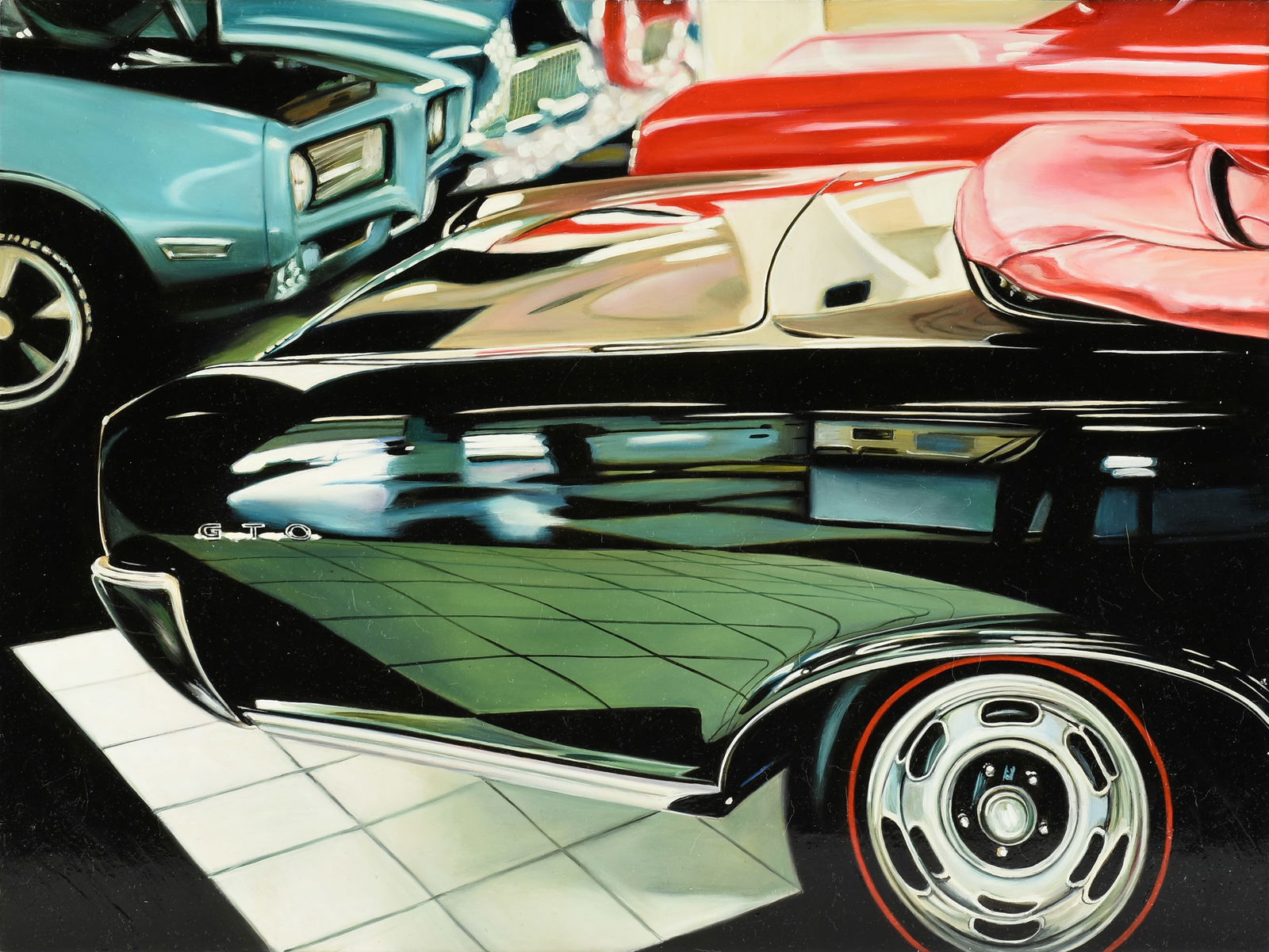 CHERYL KELLEY (American/Texas b. 1968) A PAINTING, "GTO," 2009,: CHERYL KELLEY (American/Texas b. 1968) A PAINTING, "GTO," 2009, oil on aluminum mounted on a wood panel, titled, signed, and dated on reverse, "GTO / Cheryl Kelley / 2009," with a gallery label from S