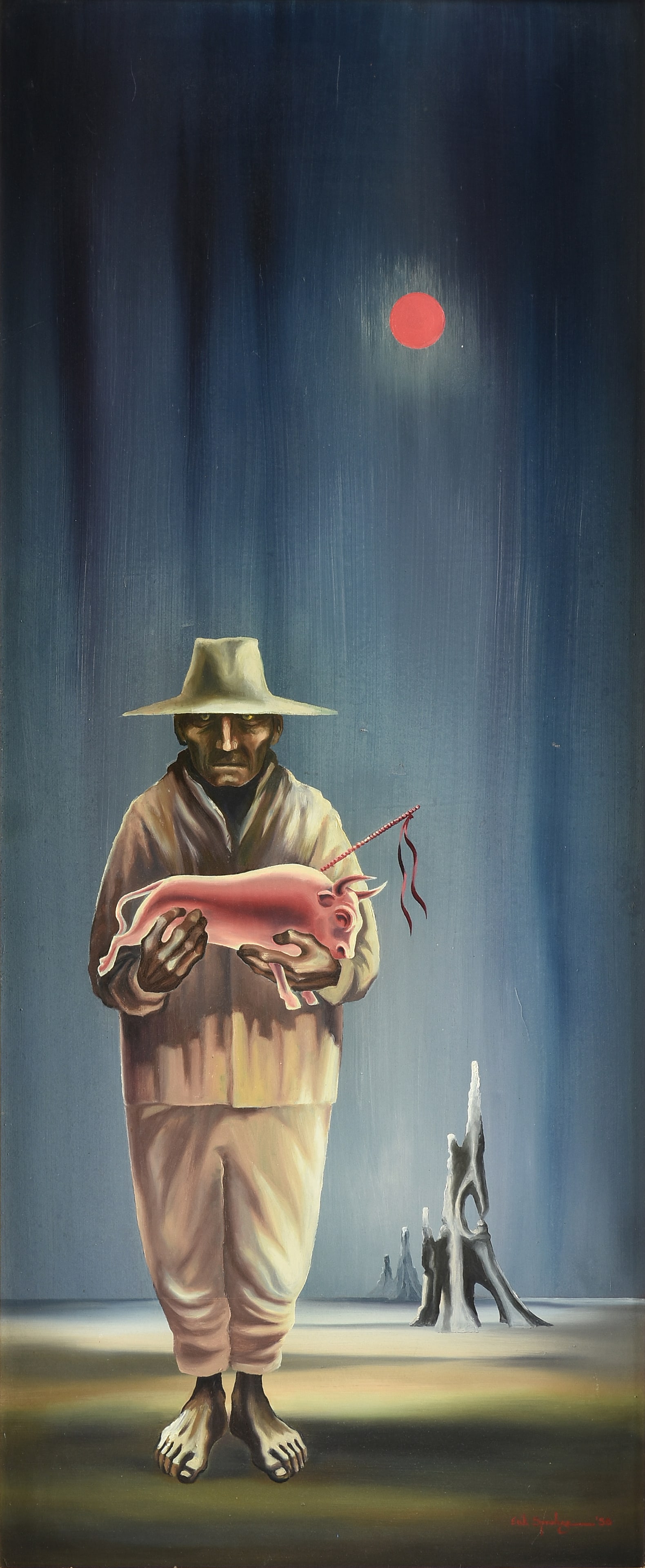 ERIK SPROHGE (American b. 1932) A PAINTING, "The Clay Bull," 1958, (1 of 14)