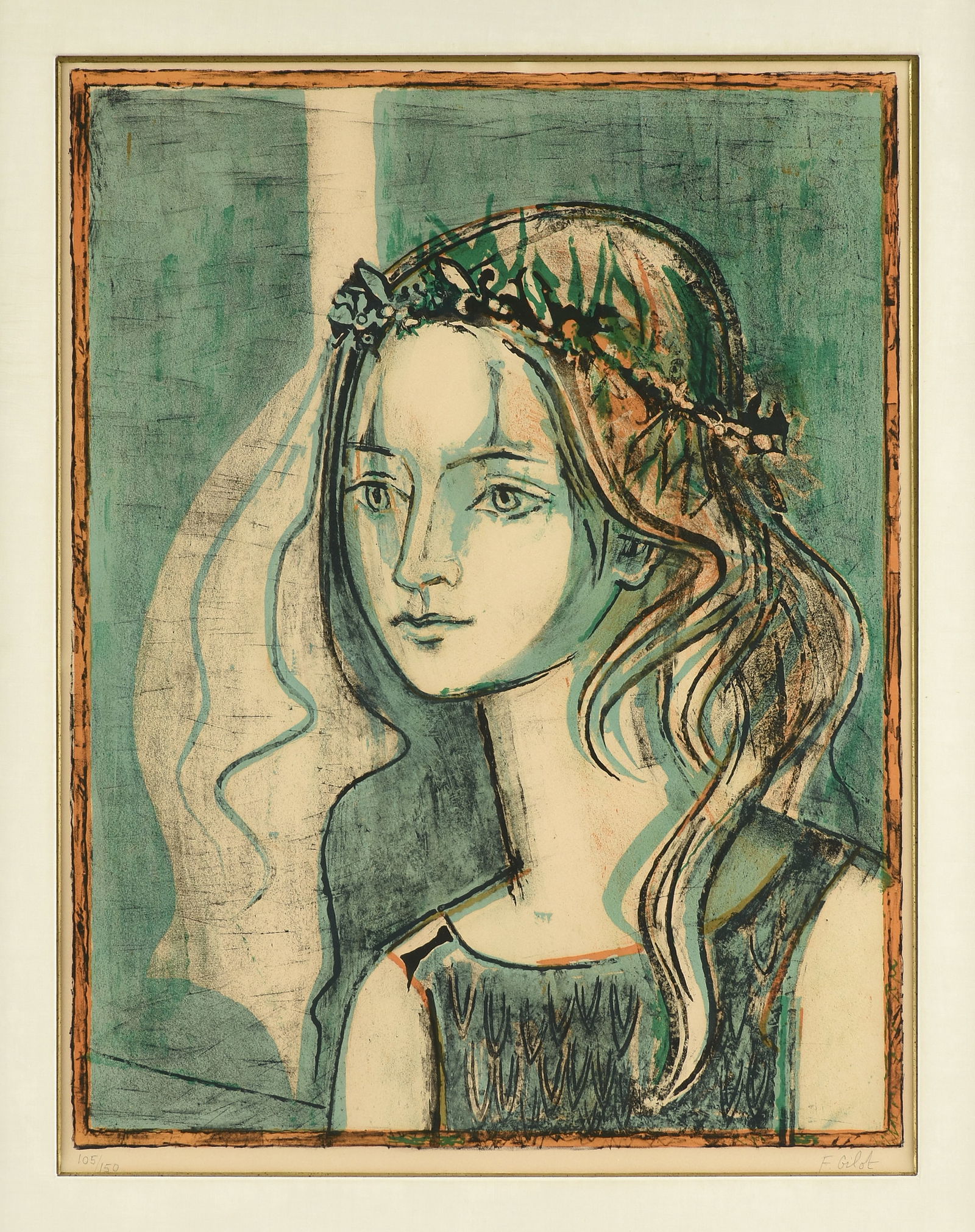 FRANÇOISE GILOT (French 1921-2023) A PRINT, "Girl with a Crown (Paloma)," 20TH CENTURY, (1 of 13)