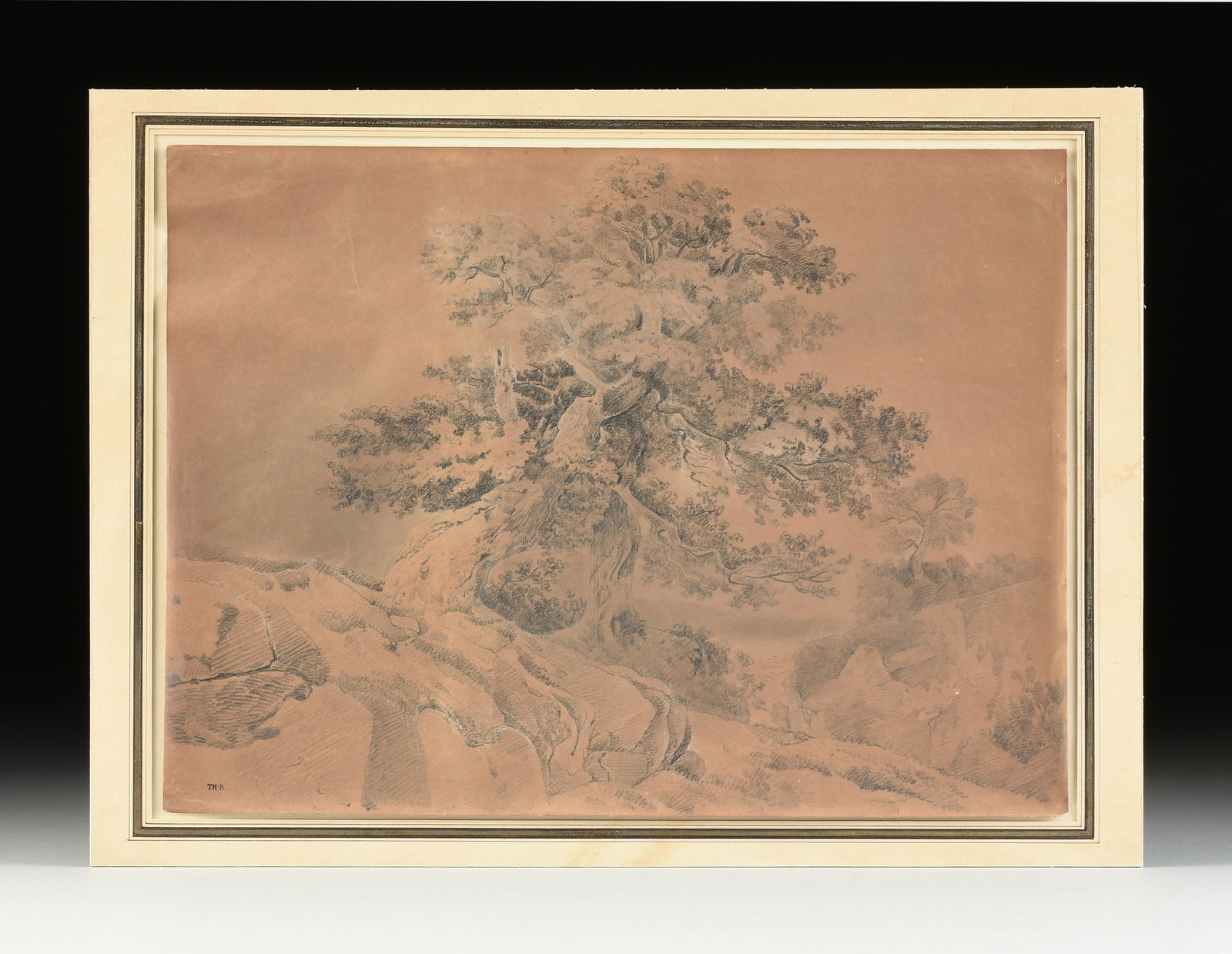 THEODORE ROUSSEAU (French 1812-1867) A DRAWING, "Forest Landscape," 19TH CENTURY, (1 of 11)