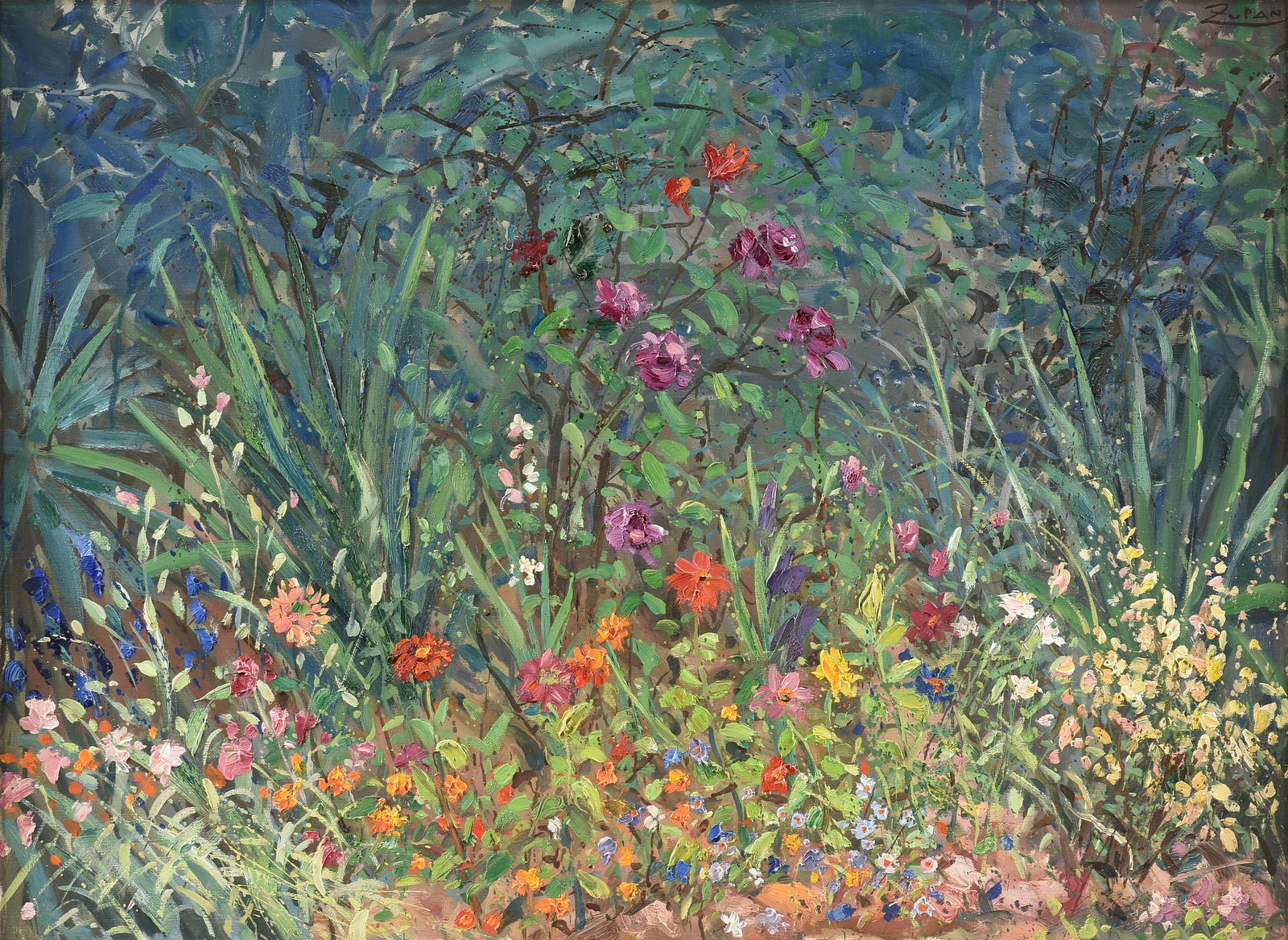 BRUNO ZUPAN (Slovenian/American b. 1939) A PAINTING, "Detail from my Garden," 20TH CENTURY, (1 of 14)