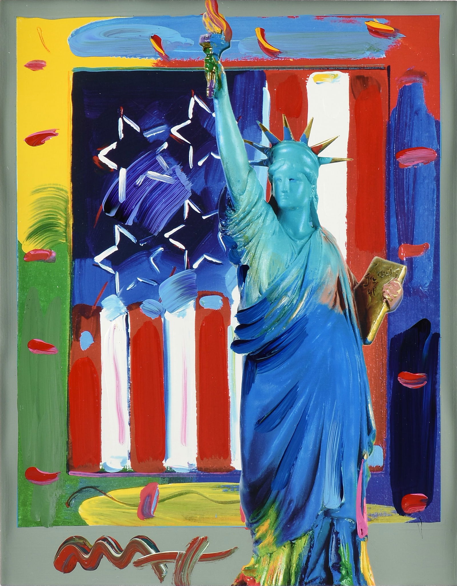 PETER MAX (American b. 1937) A PAINTING, "Full Liberty with Flag," from the Patriotic Series, 2006, (1 of 11)