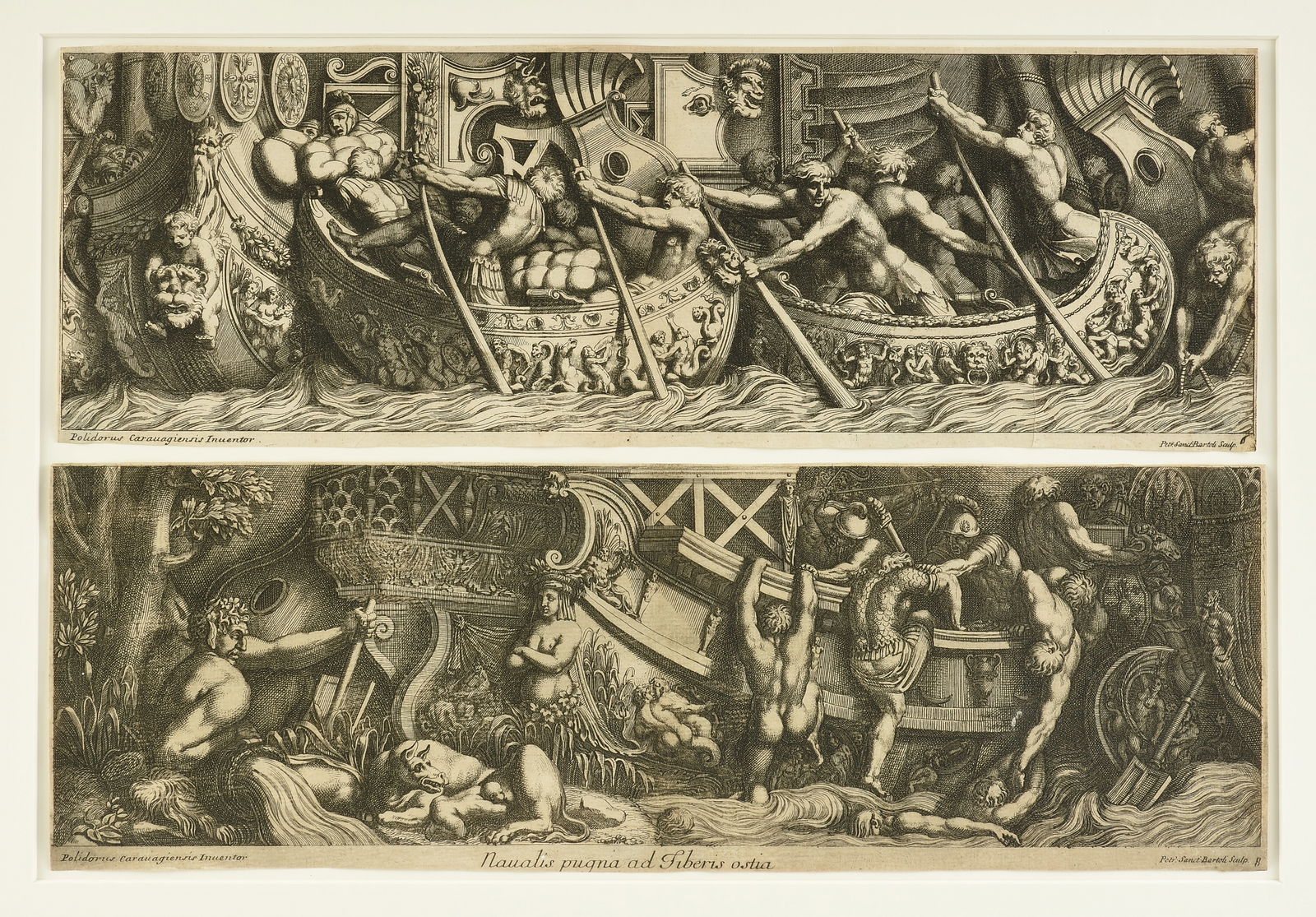 PIETRO SANTI BARTOLI (Italian 1635-1700) TWO PRINTS, "Naval Battle Scenes," 17TH CENTURY, (1 of 9)