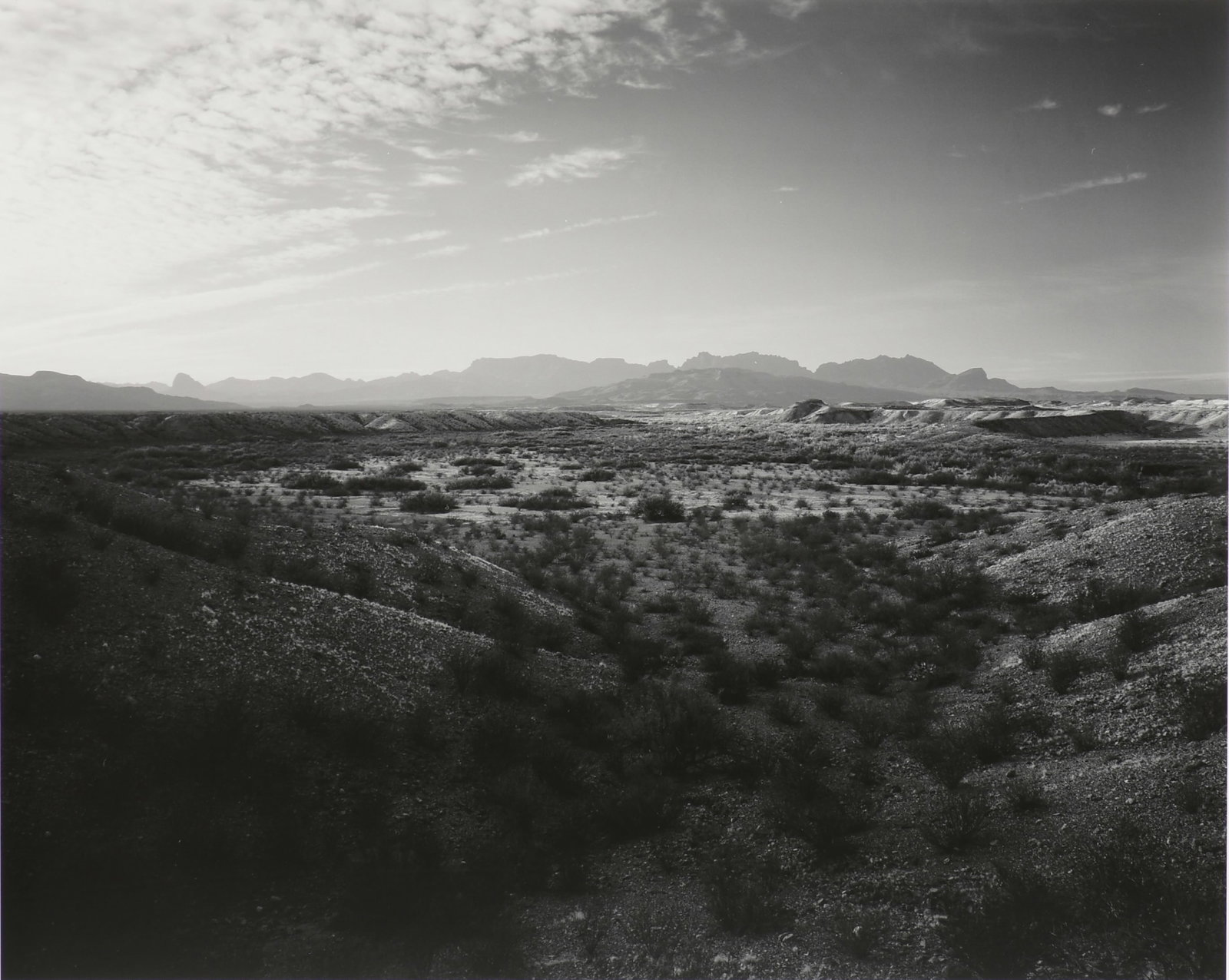 JACK RIDLEY (American/Texas b. 1948) A PHOTOGRAPH, "Chisos, Late Afternoon, Big Bend," 2011,: JACK RIDLEY (American/Texas b. 1948) A PHOTOGRAPH, "Chisos, Late Afternoon, Big Bend," 2011, archival pigment print, signed L/R, "R jack Ridley," titled L/L, "Chisos, Late Afternoon, Big Bend;" 20" x 