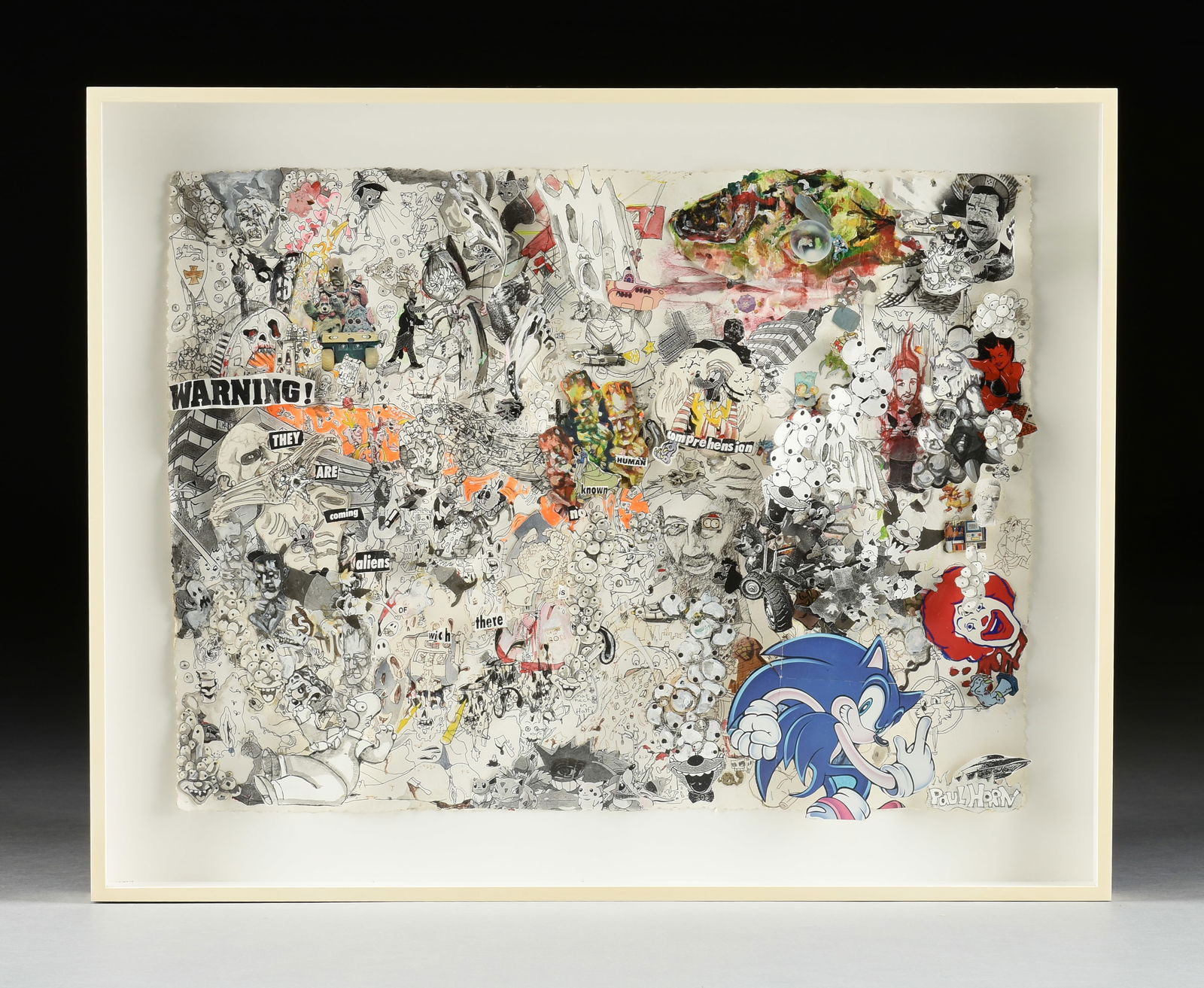PAUL HORN (American/Texas b. 1966) A COLLAGE, "Warning! They Are Coming," 21ST CENTURY, (1 of 13)