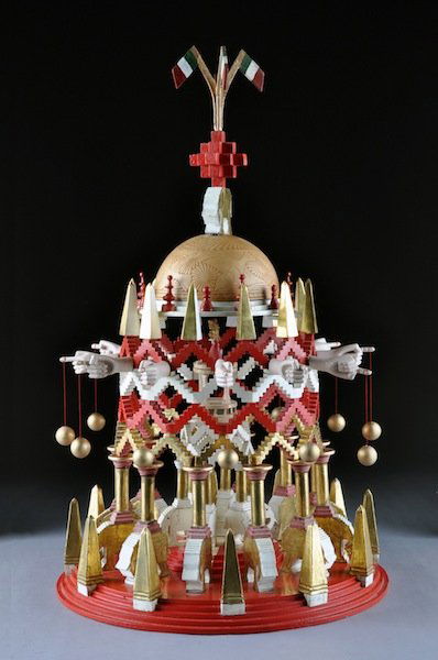 PEDRO FRIEDEBERG (Mexican b. 1936) AN ASSEMBLAGE,: PEDRO FRIEDEBERG (Mexican b. 1936) AN ASSEMBLAGE, "Temple within a Temple Depicting the Hindu God Ganesh," carved and painted wood. Provenance: Private collection, Houston, TX.NOTE:Ganesh's head symbo