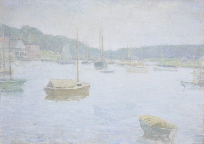 EDMUND WILLIAM GREACEN (American 1877-1949) A PAIN: EDMUND WILLIAM GREACEN (American 1877-1949) A PAINTING, "The Yacht Basin," oil on canvas. 26 1/4" x 36 1/4". Framed.