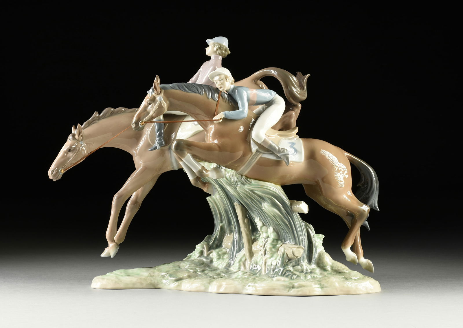 A LLADRÓ PORCELAIN FIGURAL GROUP, "The Derby," 1977-1985 (1 of 19)