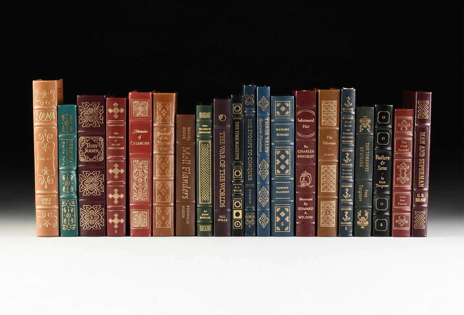 A GROUP OF TWENTY EASTON PRESS CLASSIC LIBRARY TITLES, LATE 20TH CENTURY: A GROUP OF TWENTY EASTON PRESS CLASSIC LIBRARY TITLES, LATE 20TH CENTURY, gilt embossed genuine leather-bound works including “NANA” and “Germinal” by Emile Zola; “Tom Jones,&