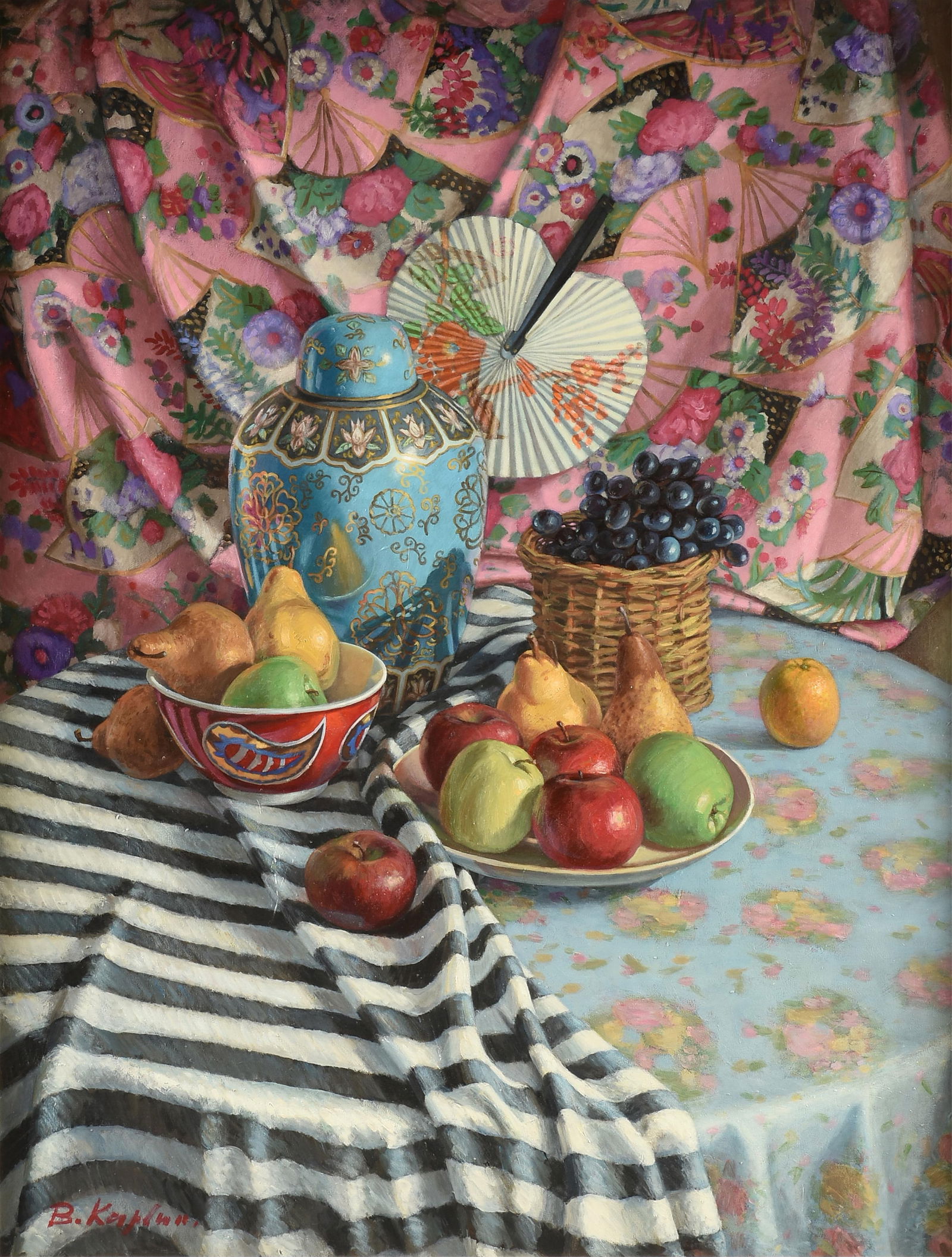 BORIS KAPLUN (Russian/American b. 1958) A PAINTING, "Still Life with Fruit and Fan," 1997 (1 of 18)
