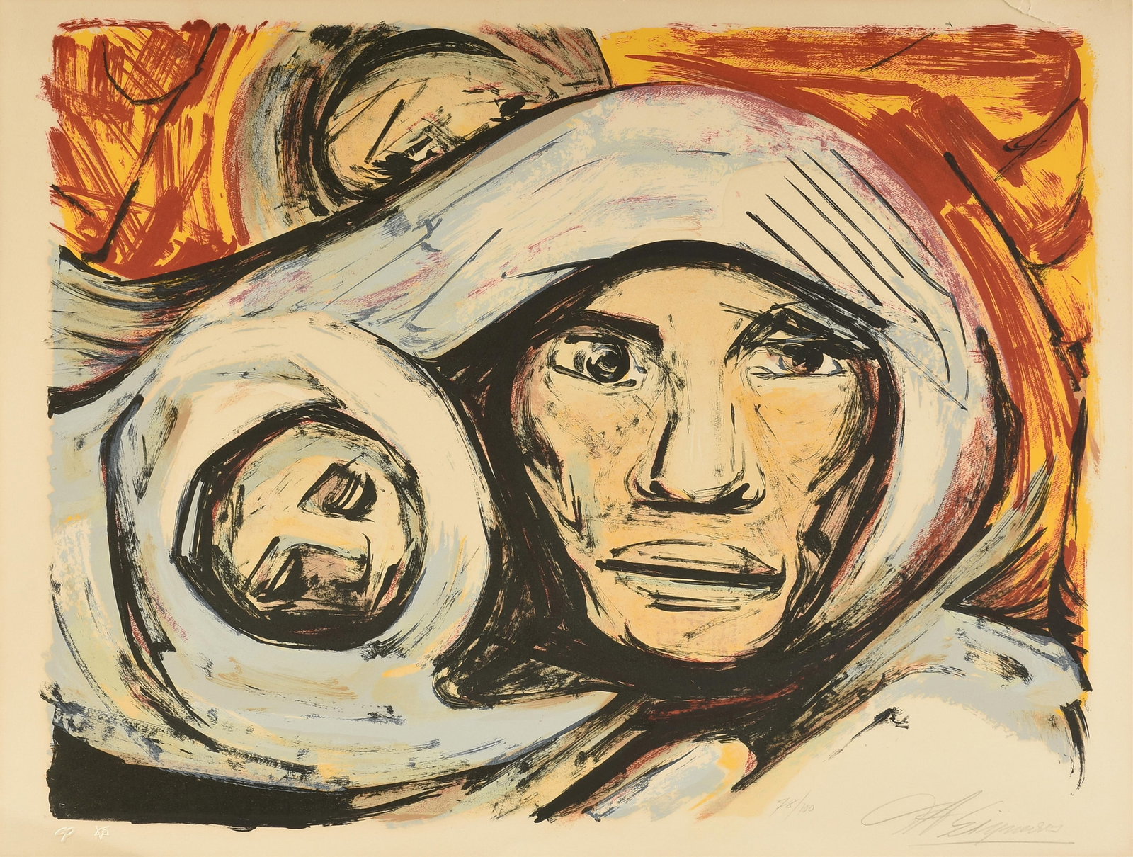 DAVID ALFARO SIQUEIROS (Mexican 1896-1974) A PRINT, "Maternity," 1972/1973 (1 of 11)