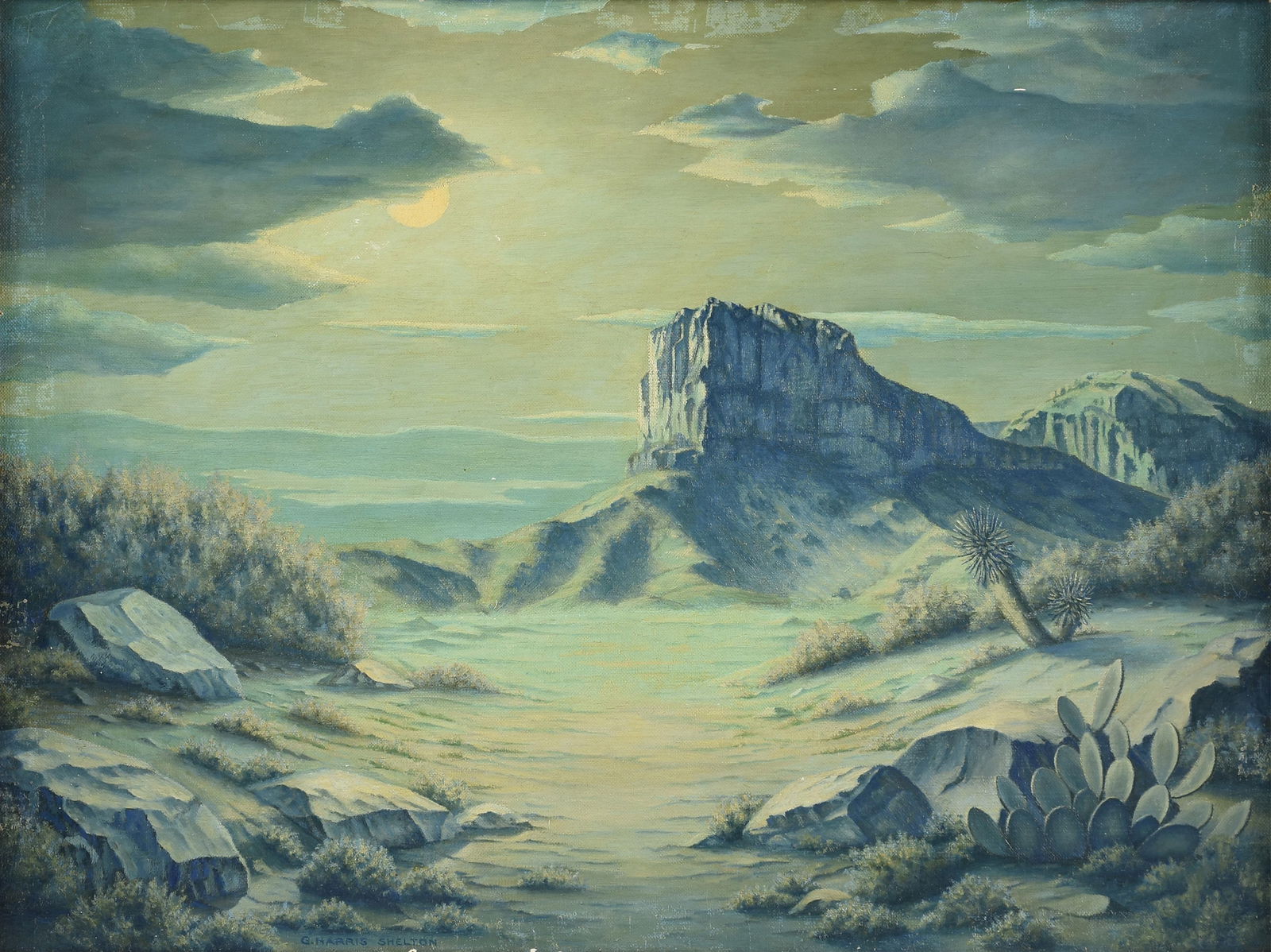 GEORGE HARRIS SHELTON (American/Texas 1896-1976) A PAINTING, "Desert Nocturne," CIRCA 1970 (1 of 13)