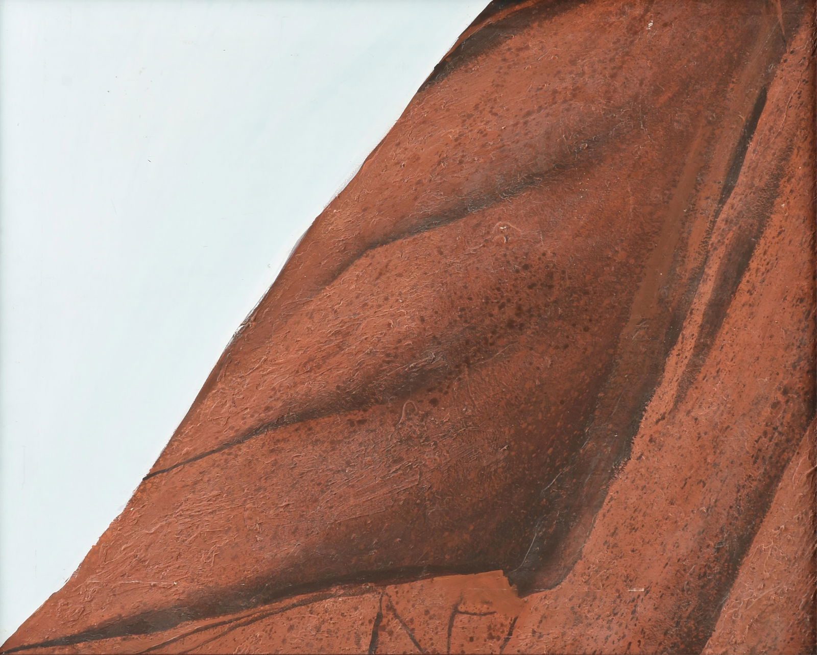 WOODY GWYN (American b. 1944) A PAINTING, "Study for Red Rock Triptych (Untitled)," LATE 20TH: WOODY GWYN (American b. 1944) A PAINTING, "Study for Red Rock Triptych (Untitled)," LATE 20TH CENTURY, oil on masonite; 27" x 34", framed 28 1/4" x 35 1/4".