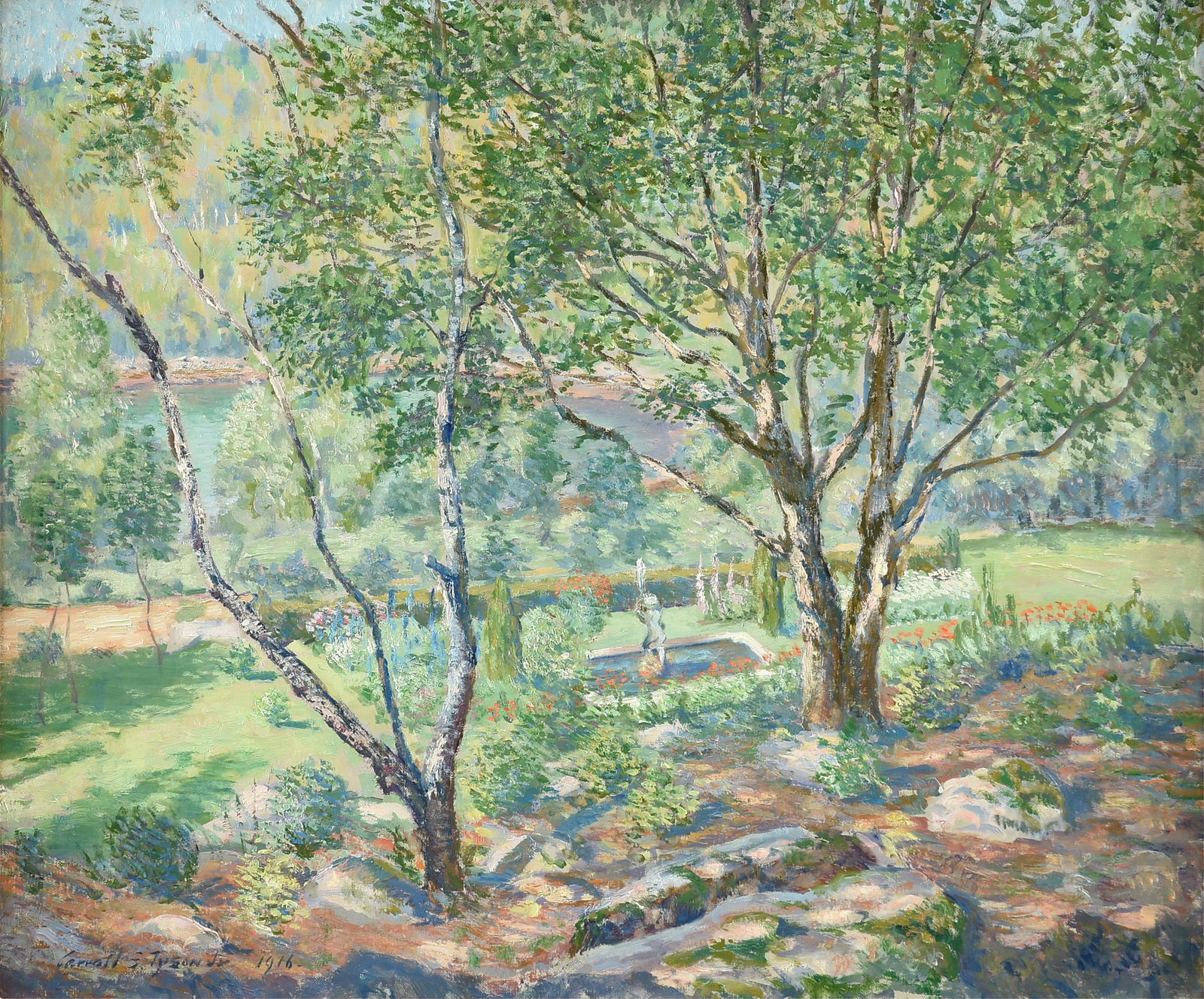 CARROLL TYSON (American 1877-1956) A PAINTING, "Maine Garden," 1916 (1 of 15)