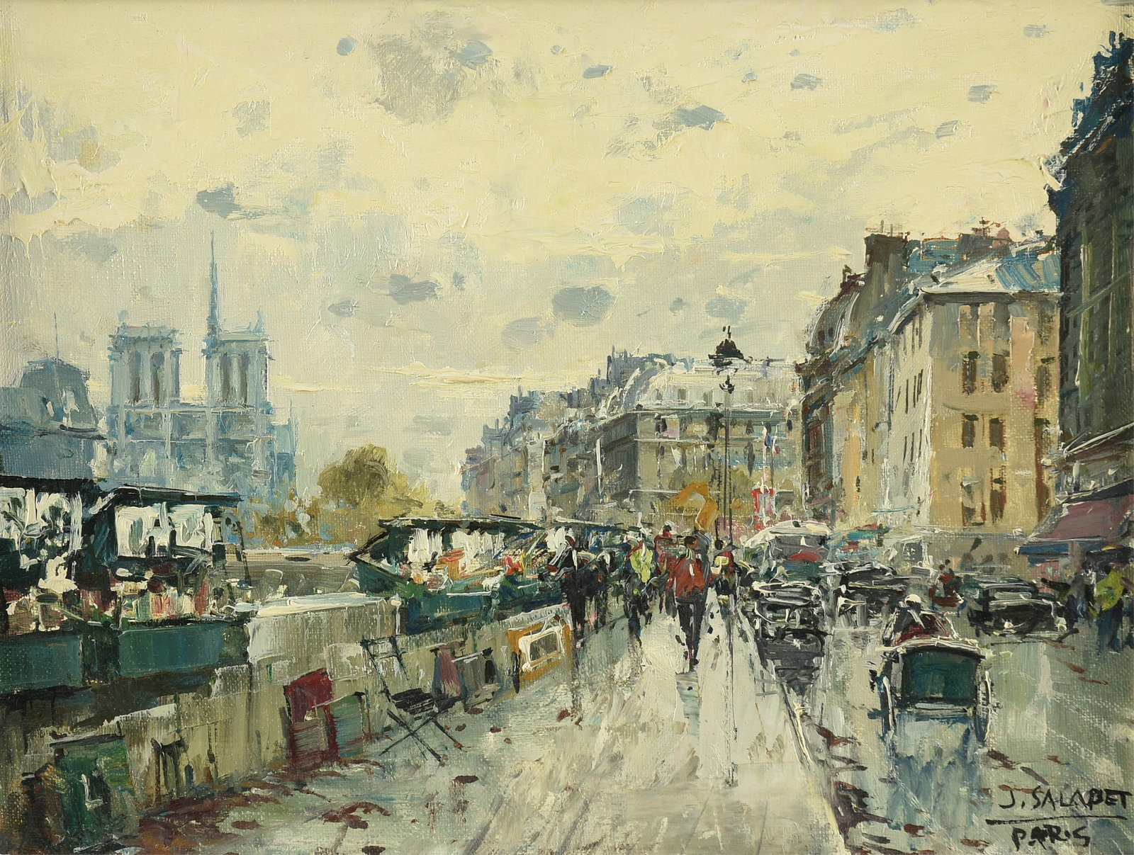 JUAN BAYON SALADO AKA JEAN SALABET (Spanish/French 1913-1995) A PAINTING, "Les Bouquinistes et Notre (1 of 13)