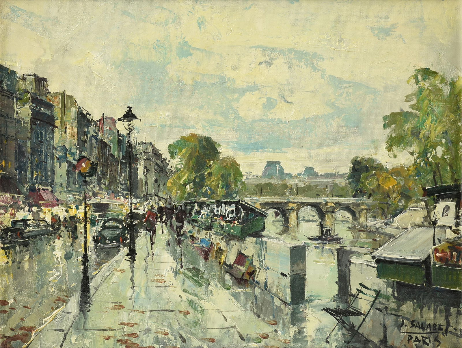 JUAN BAYON SALADO AKA JEAN SALABET (Spanish/French 1913-1995) A PAINTING, "Les Bouquinistes de la (1 of 13)