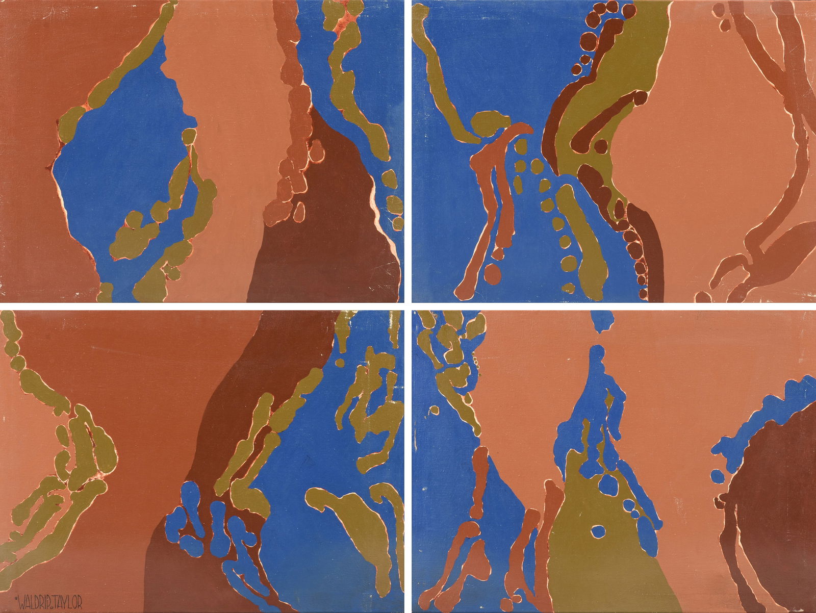 PATRICIA WALDRIP-TAYLOR (American/Texas b. 1940) A QUADRIPTYCH PAINTING, "Ponder," 1980s (1 of 13)
