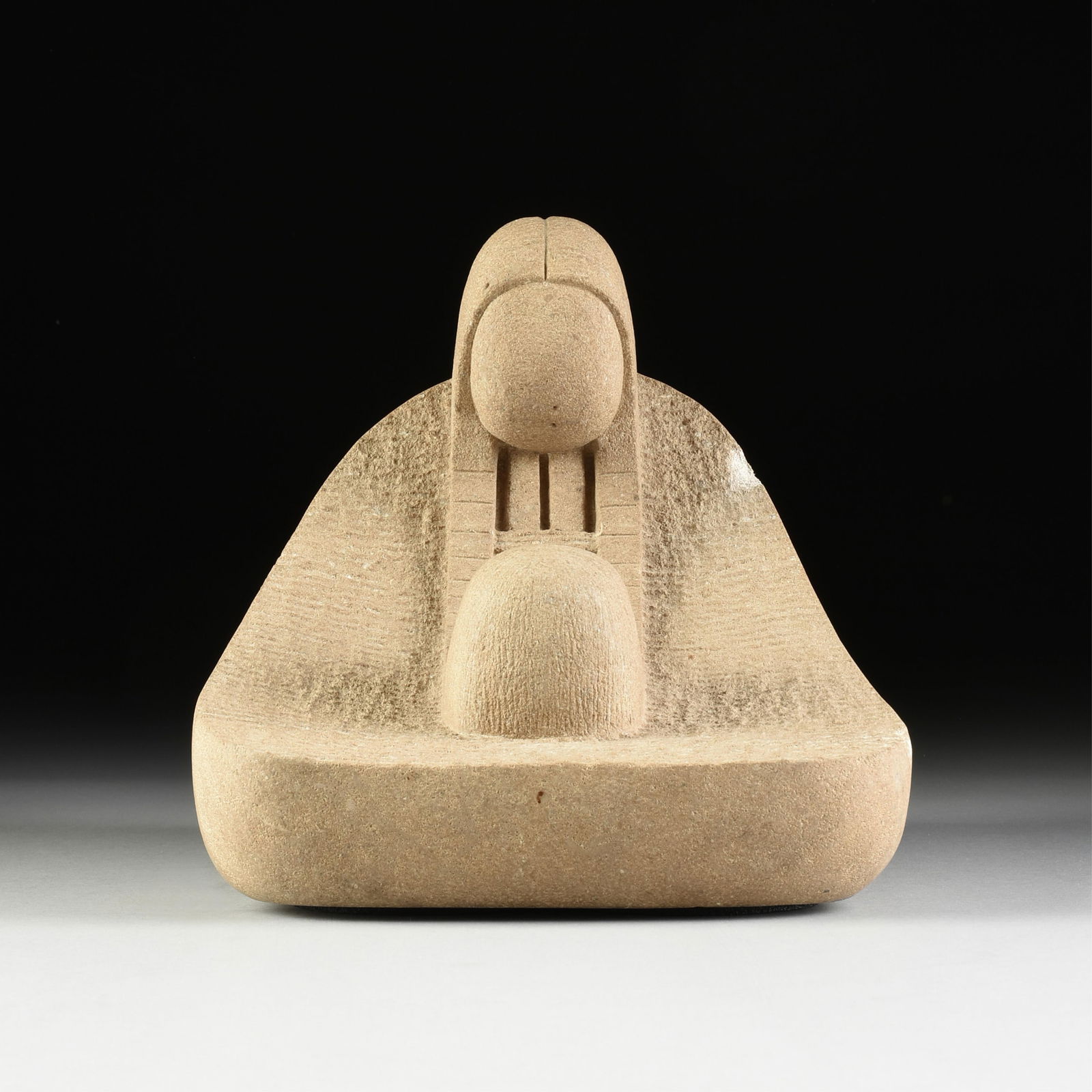 PHIL BIRCHEFF (American active 20th / 21st century) LIMESTONE SCULPTURE, "Indian Mother and Child," (1 of 9)