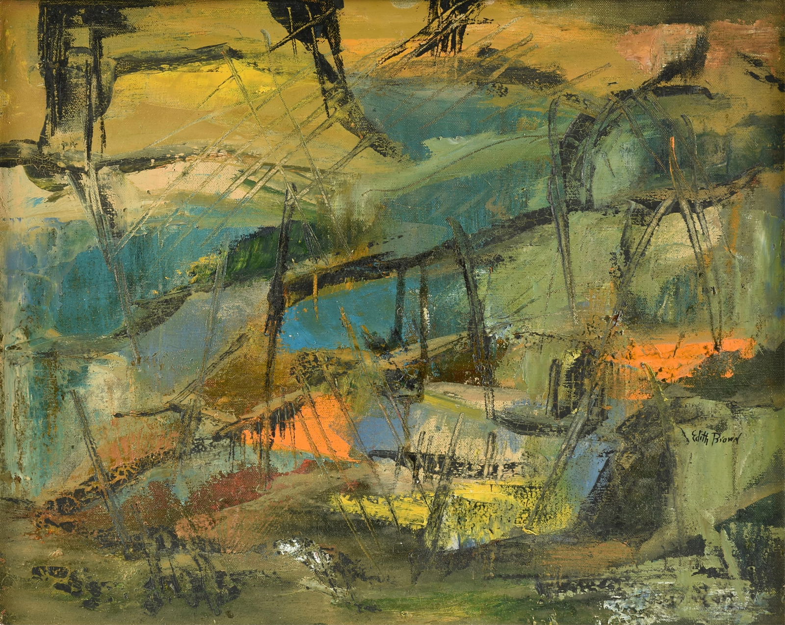 EDITH RAE BROWN (American b. 1942) A PAINTING, "Abstract (Untitled), 20TH CENTURY (1 of 16)