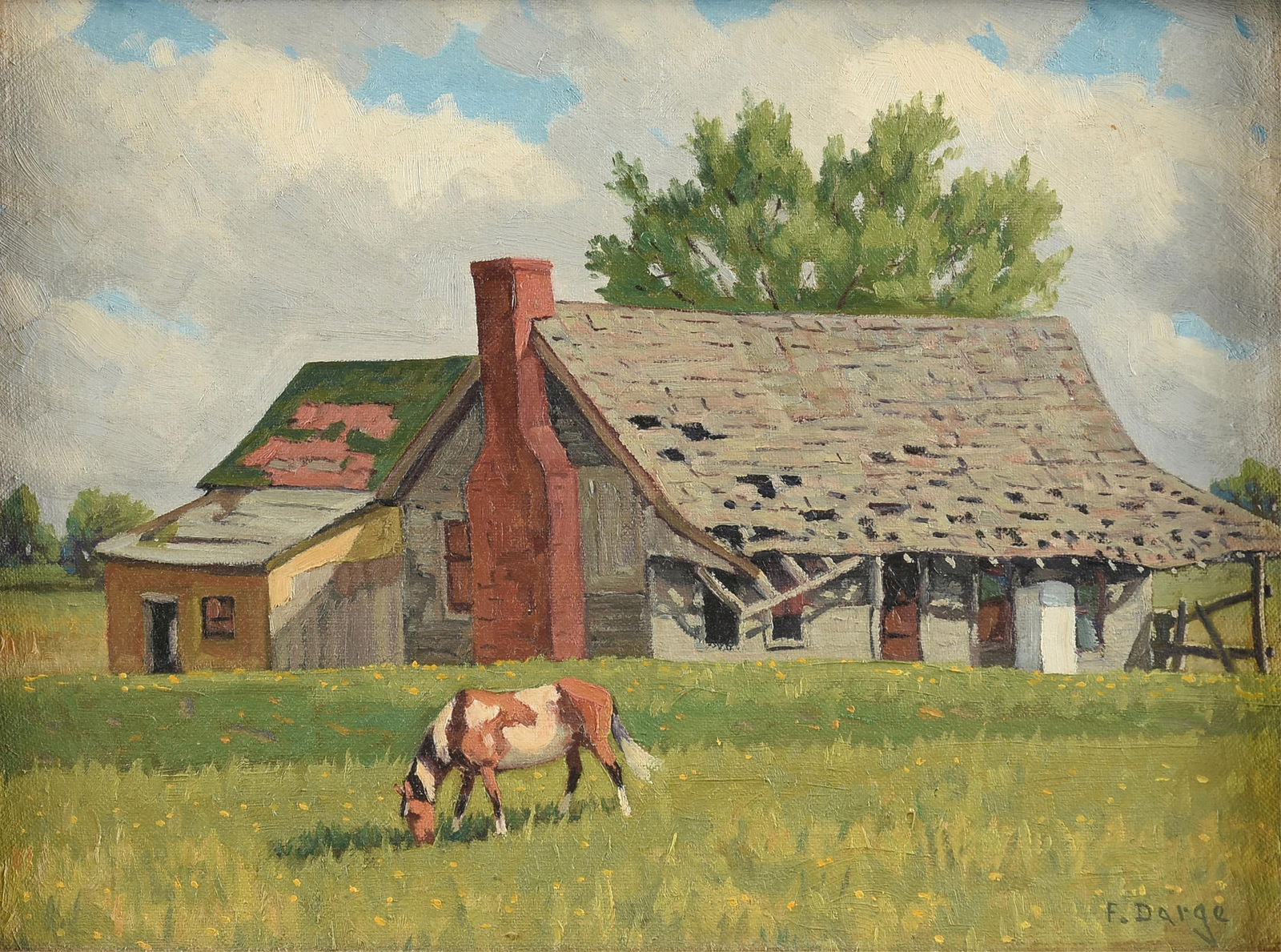 FRED DARGE (American/Texas 1900-1978) A PAINTING, "Horse in the Yard," 20TH CENTURY (1 of 12)