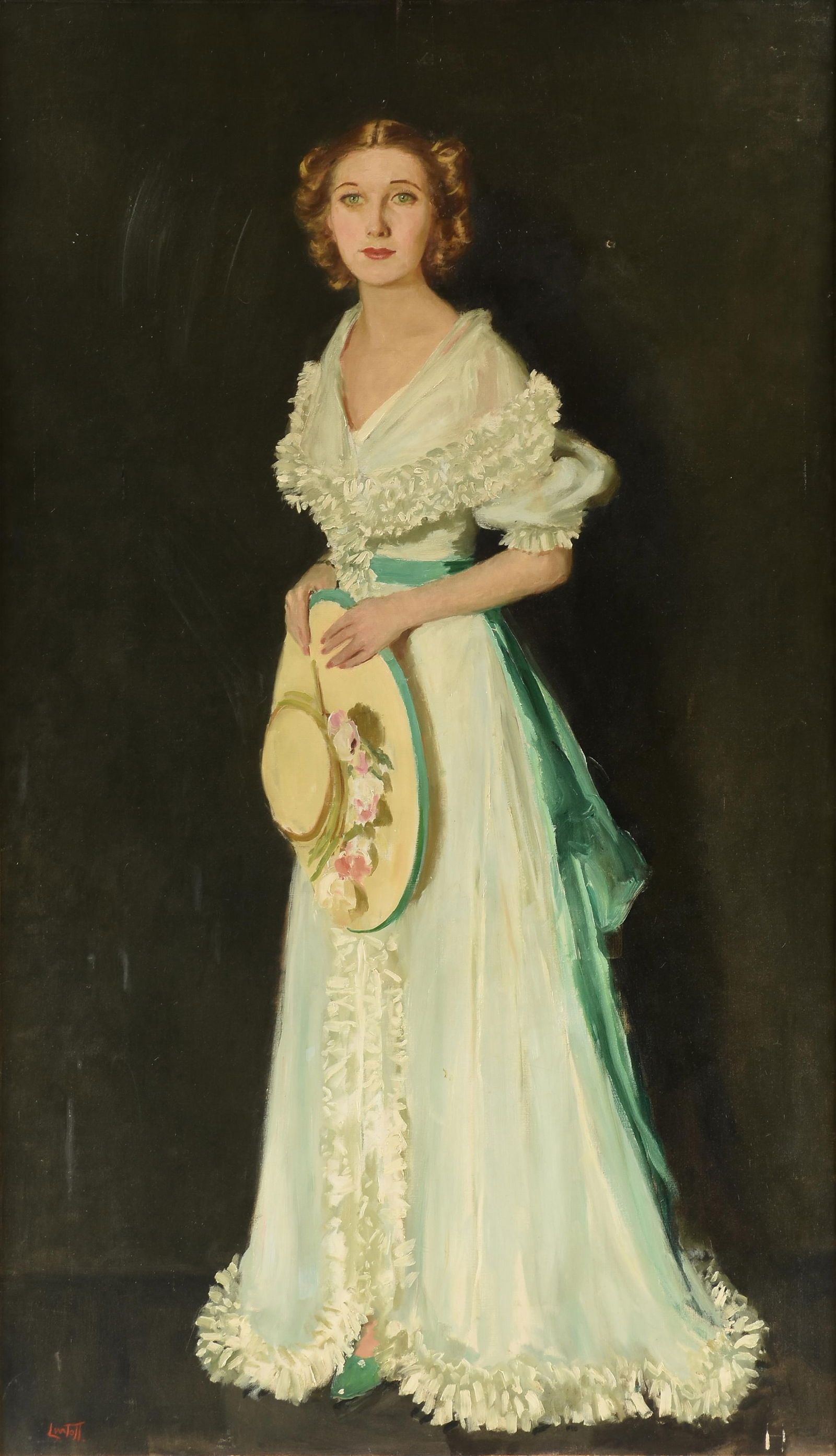 EDWARD LINTOTT (American 1875-1951) A PAINTING, "Portrait of Genevieve Tobin," 20TH CENTURY (1 of 16)