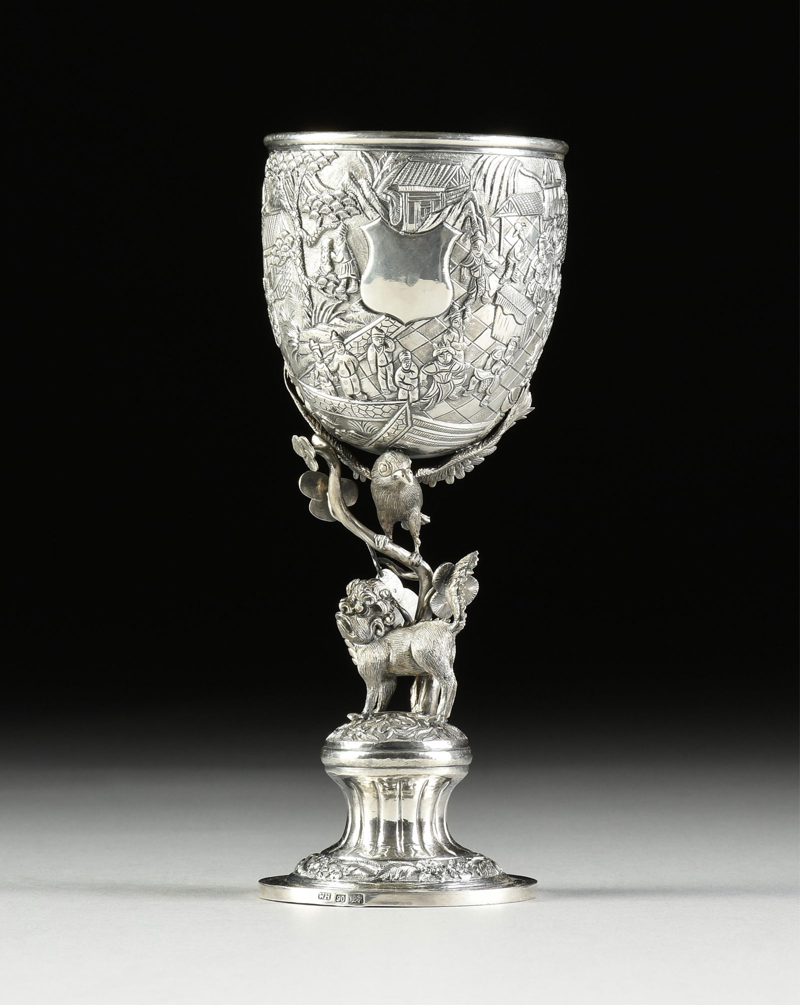 A CHINESE SILVER GOBLET, WANG HING & CO, CANTON AND SHANGHAI, ATTRIBUTED TO LATE QING DYNASTY (1 of 10)