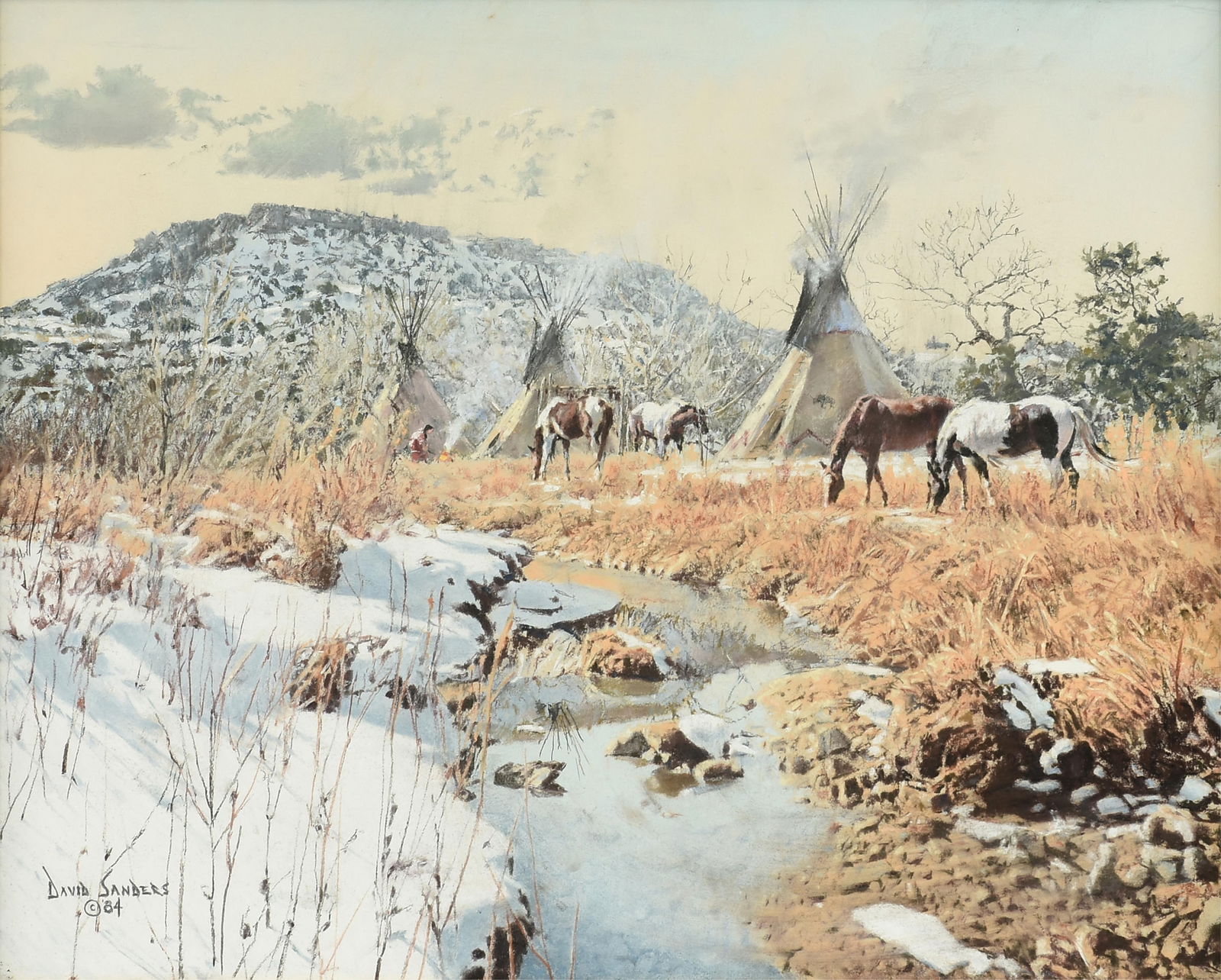 DAVID SANDERS (American/Texas 1936-2013) A DRAWING, "Winter Camp," 1984 (1 of 14)