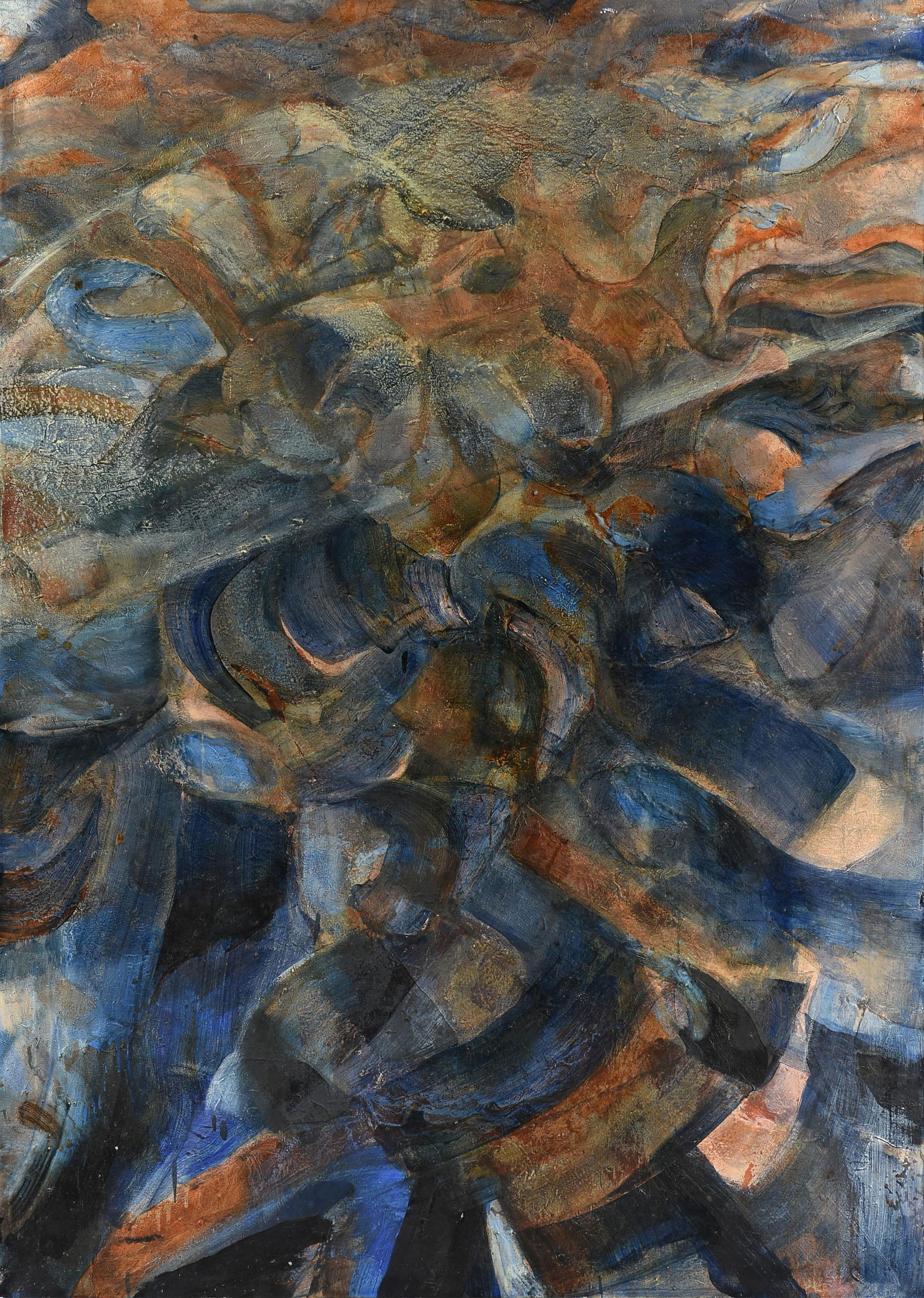 MARTHA ARMSTRONG (American/Texas 20th Century) A PAINTING, "Statue," 1984: MARTHA ARMSTRONG (American/Texas 20th Century) A PAINTING, "Statue," 1984, acrylic and mixed media on canvas, signed and dated on the reverse, "M Armstrong 84," and titled, "Statue." 60" x 84" Provena