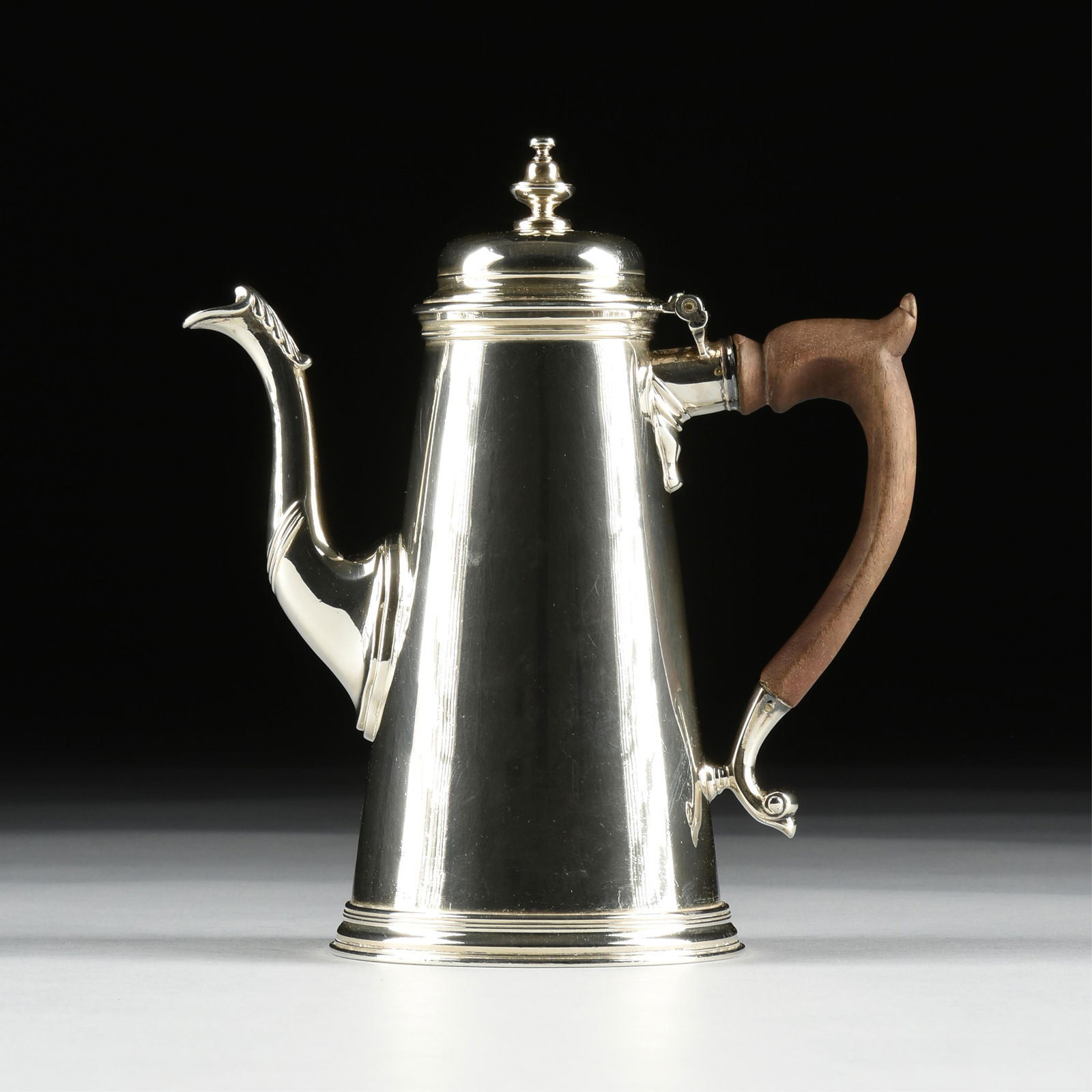 GEORGE II QUEEN ANNE SILVER COFFEE POT, MARK OF HUMPHREY PAYNE, LONDON, CIRCA 1736 (1 of 10)