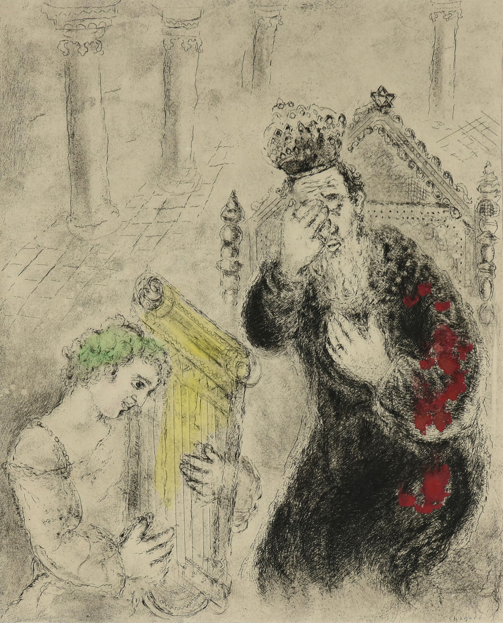 MARC CHAGALL (French 1887-1985) A PRINT, "Saul and David," 1958 (1 of 12)