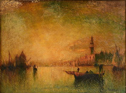 GEORGE HENRY BOGERT (American 1864-1944) A PAINTING, "Venetian Scene," 20TH CENTURY: GEORGE HENRY BOGERT (American 1864-1944) A PAINTING, "Venetian Scene," 20TH CENTURY, oil on canvas, signed L/R, "Geo H. Bogert;" 30" x 40", framed 37 1/2" x 47 1/2". Provenance: Collection of Sylvia a
