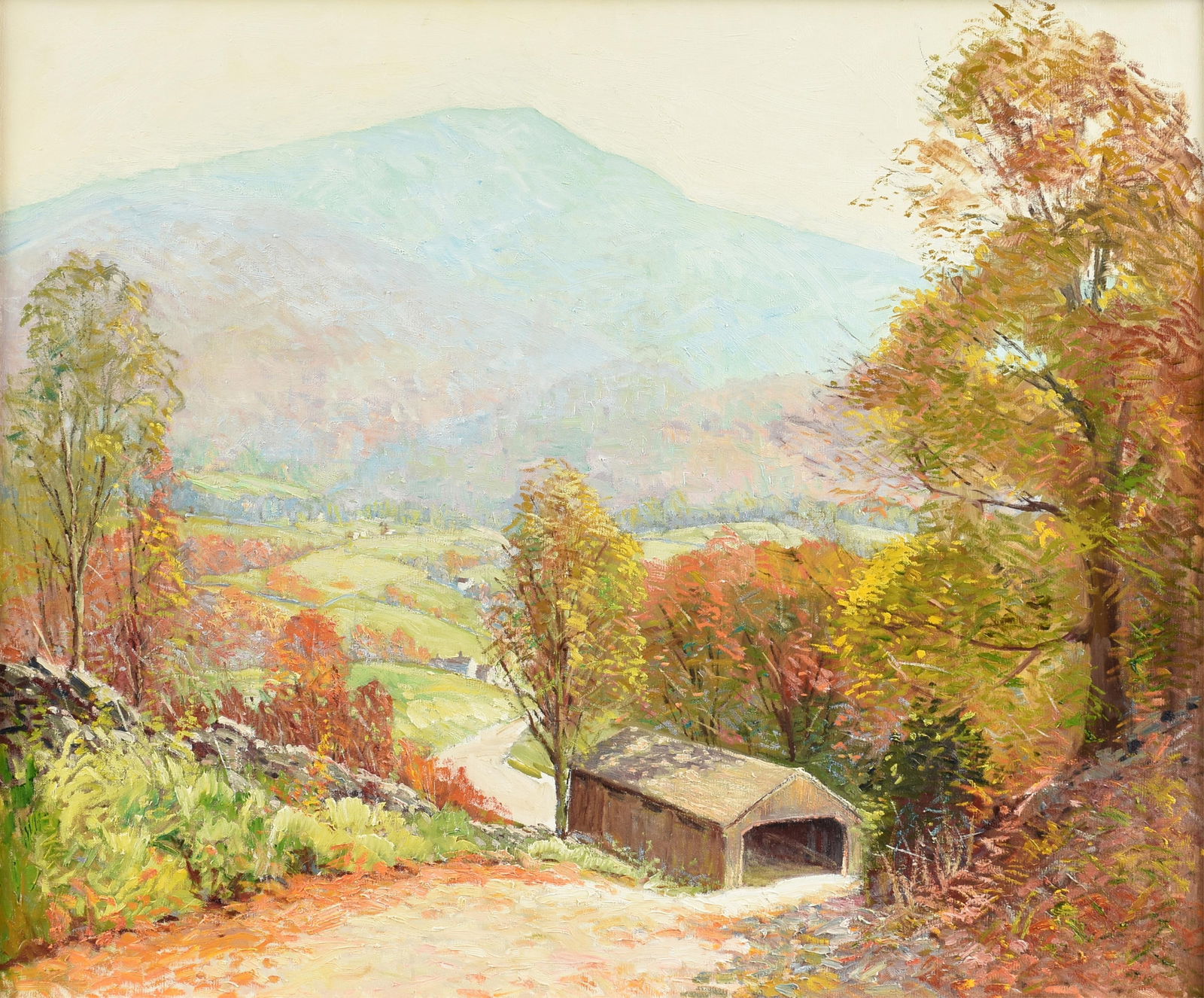 ROGER WILSON DENNIS (American 1902-1996) A PAINTING, "Covered Bridge," (1 of 17)