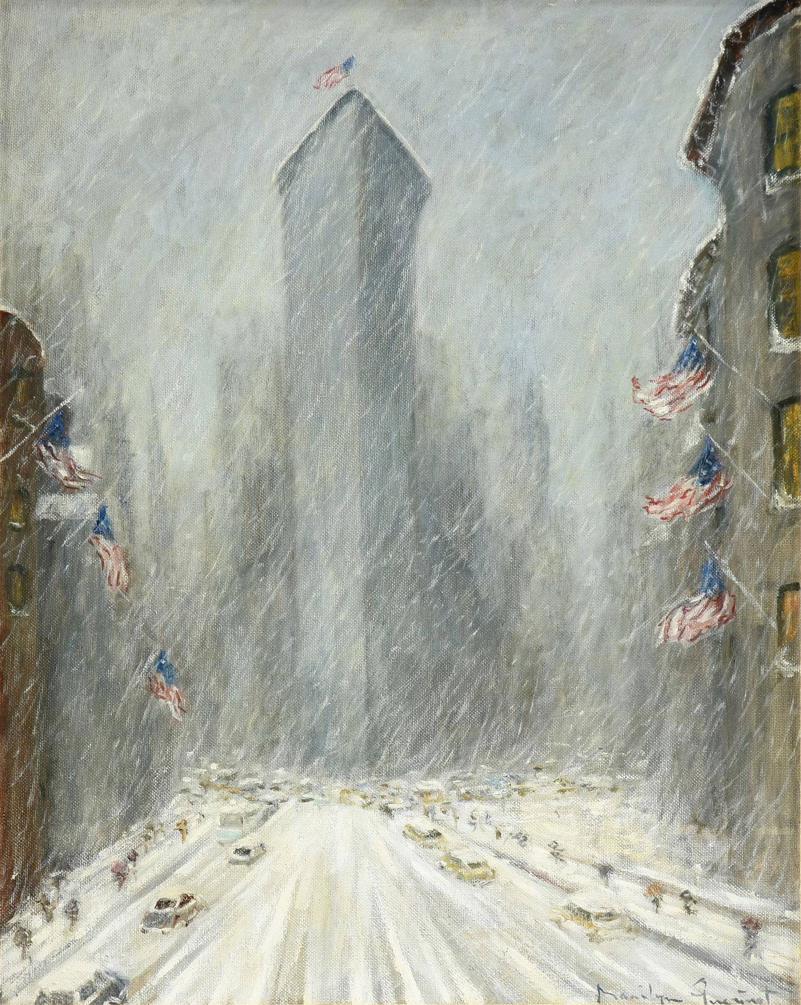 MARILYN GUERINOT (American/Texas b. 1947) A PAINTING, "Flatiron Building," 20TH CENTURY (1 of 12)