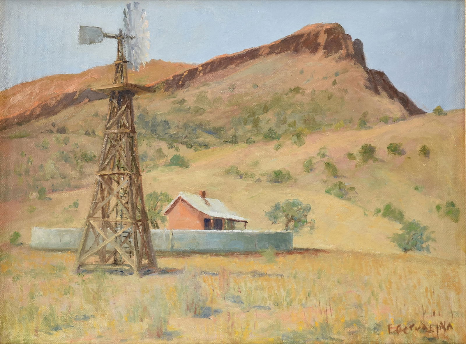 FRANK GERVASI (American/Texas 1895-1986) A PAINTING, "Homestead with Windmill," 20TH CENTURY (1 of 12)