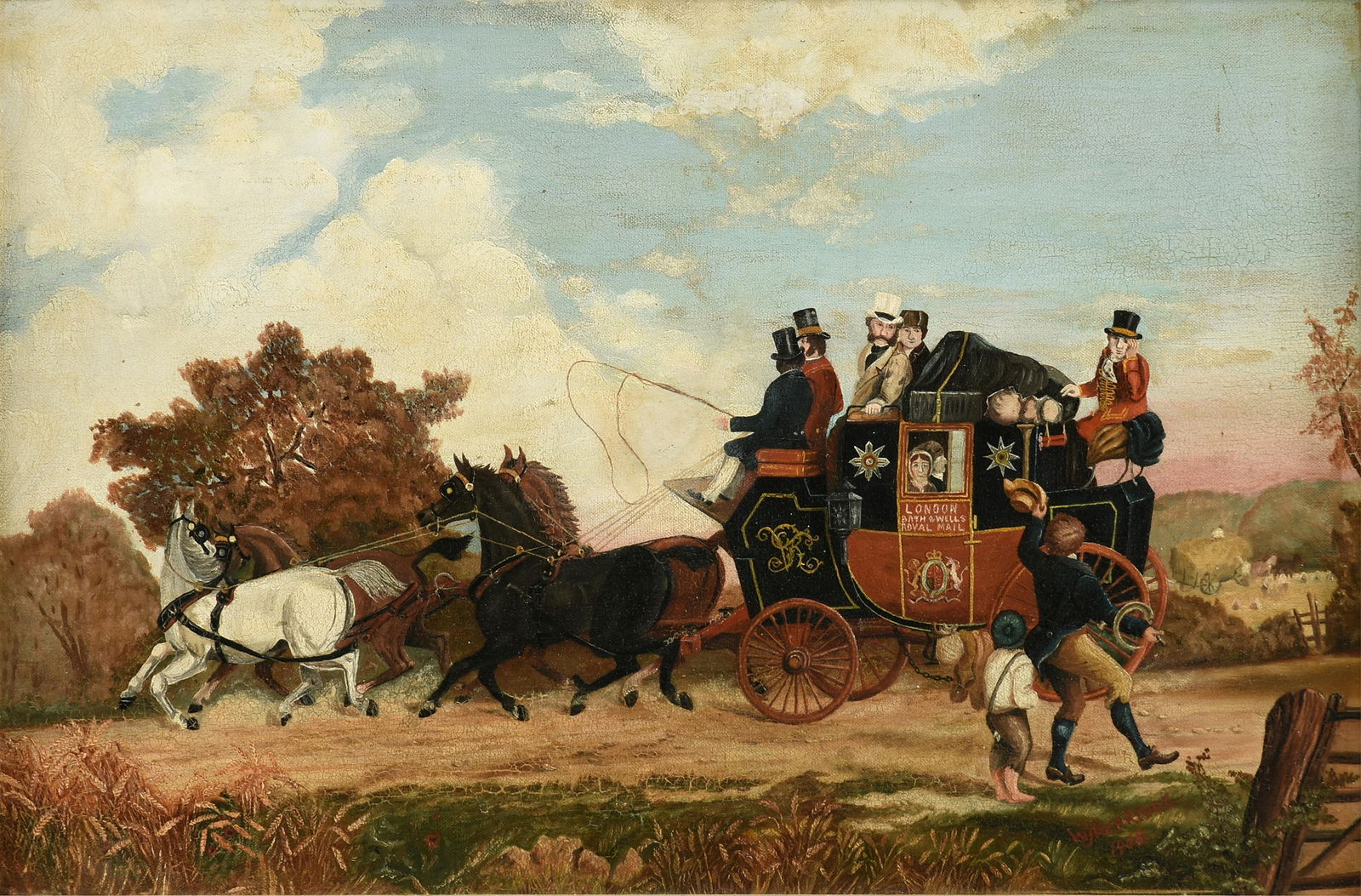 W.J. KERRIDGE (British) A PAINTING, "Royal Mail Coach," 1908 (1 of 14)