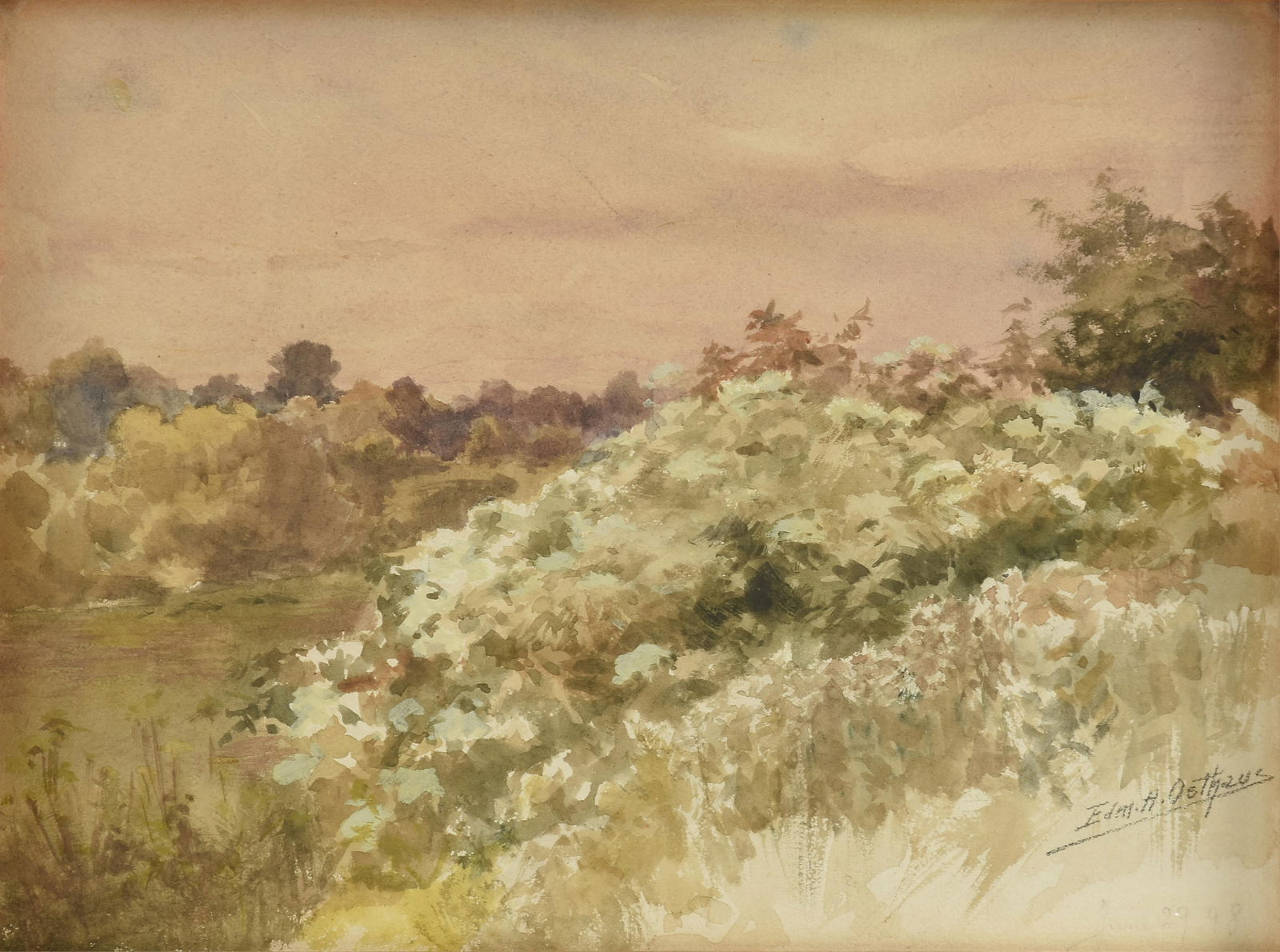 EDMUND OSTHAUS (American 1858-1928) A PAINTING, "Landscape with Laurel," 1898 (1 of 9)