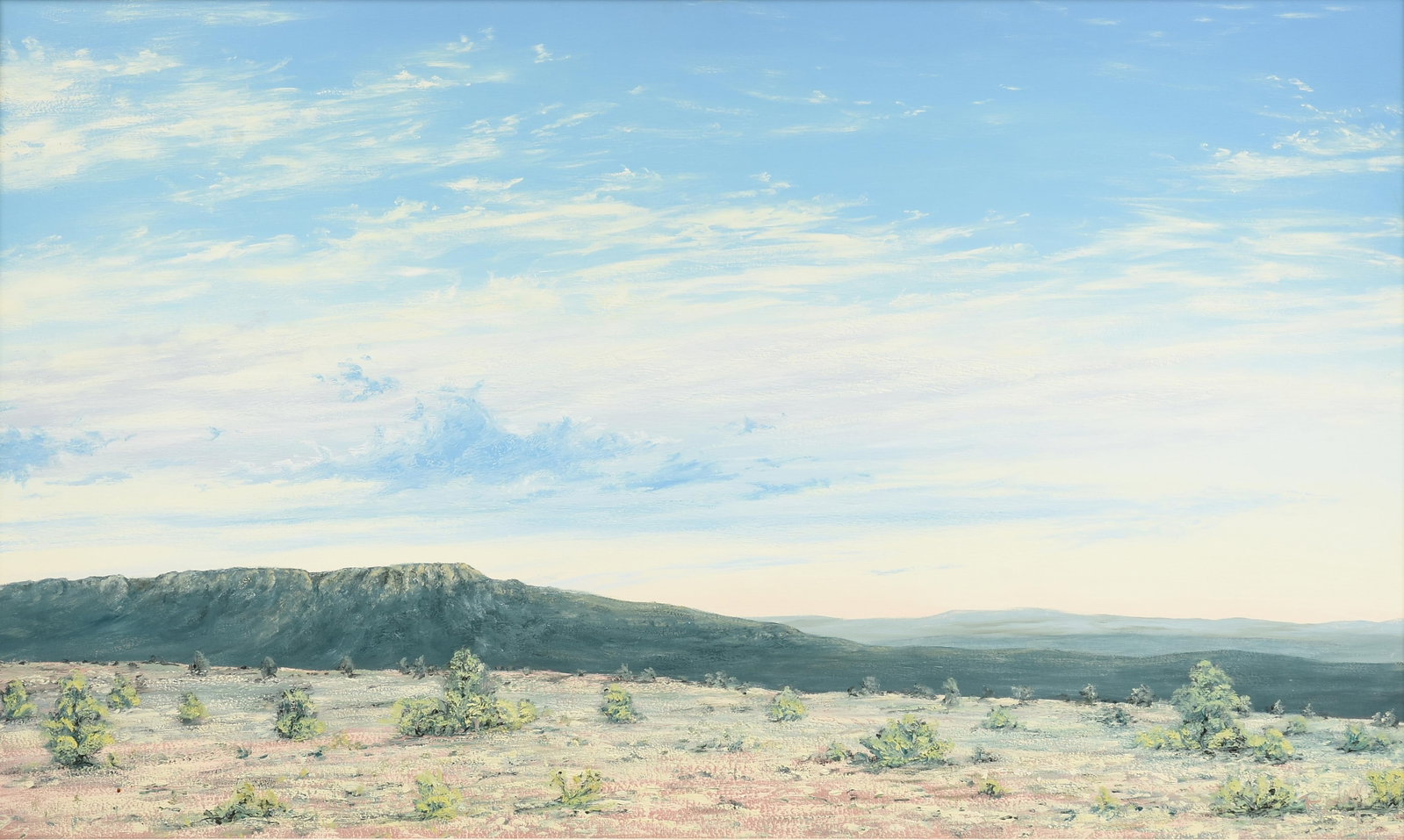 RICK ROEDERER (American/Texas 20th Century) A PAINTING, “Big Bend,” 1989: RICK ROEDERER (American/Texas 20th Century) A PAINTING, “Big Bend,” 1989, oil on canvas, signed and dated L/R, "Roederer / 89;" 36" x 60", framed 40" x 64". Provenance: Private Collection,