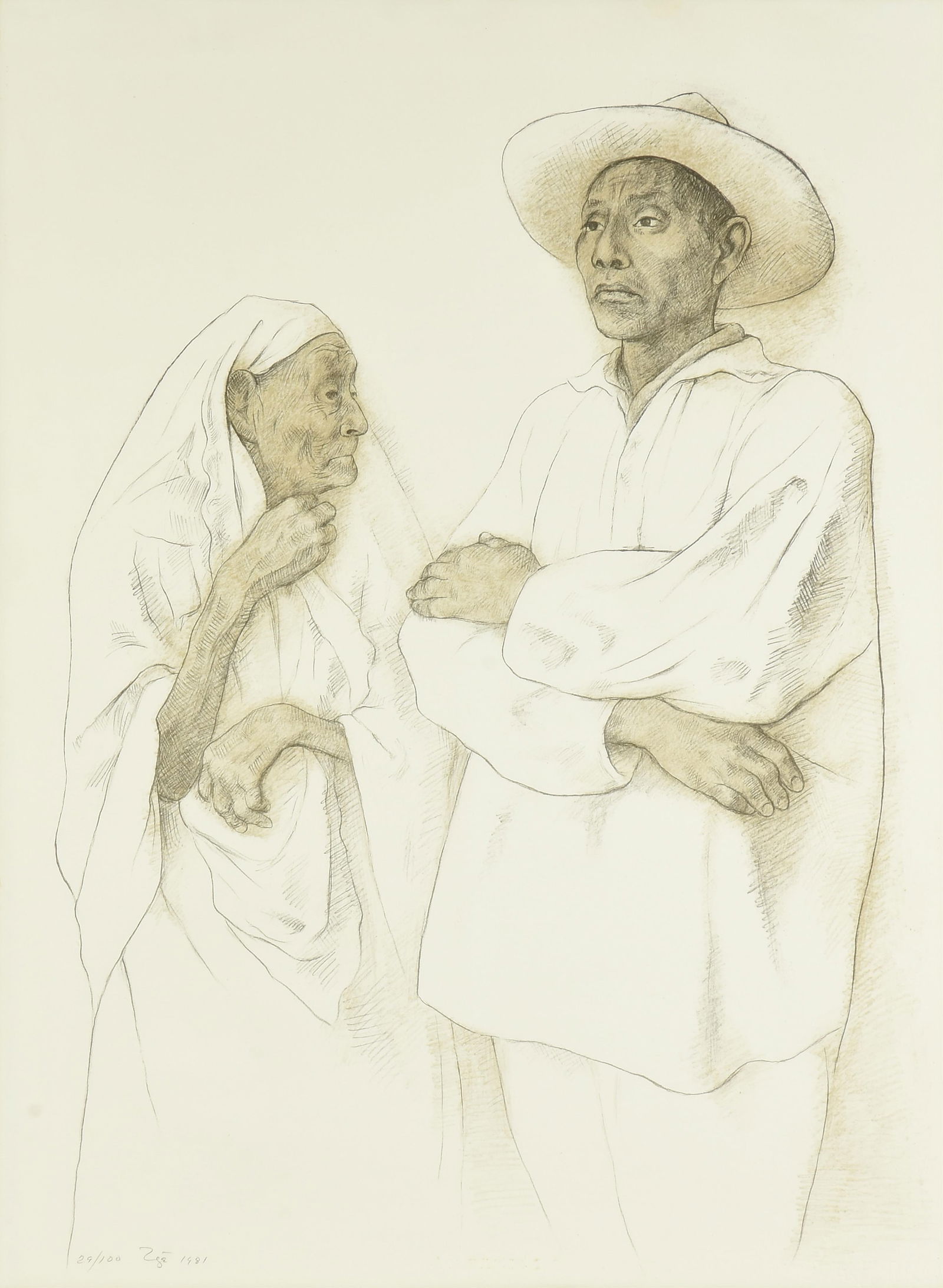 FRANCISCO ZUNIGA (Costa Rican/Mexican 1912-1998) A PRINT, "La Abuela," 1981 (1 of 14)